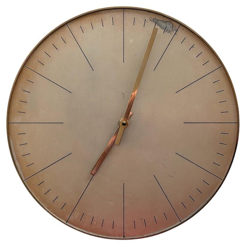 Rare horloge murale Junghans Max Bill allemande des années 1960 en laiton 322/0350