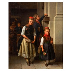 Seltenes deutsches Antikgemälde "Nach der Church's" von Karl Friedrich Boser um 1860