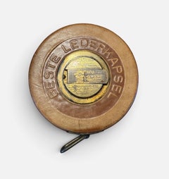 Rare German Art Deco 10-Meter Measuring Tape in Original Leather Case, ca. 1930