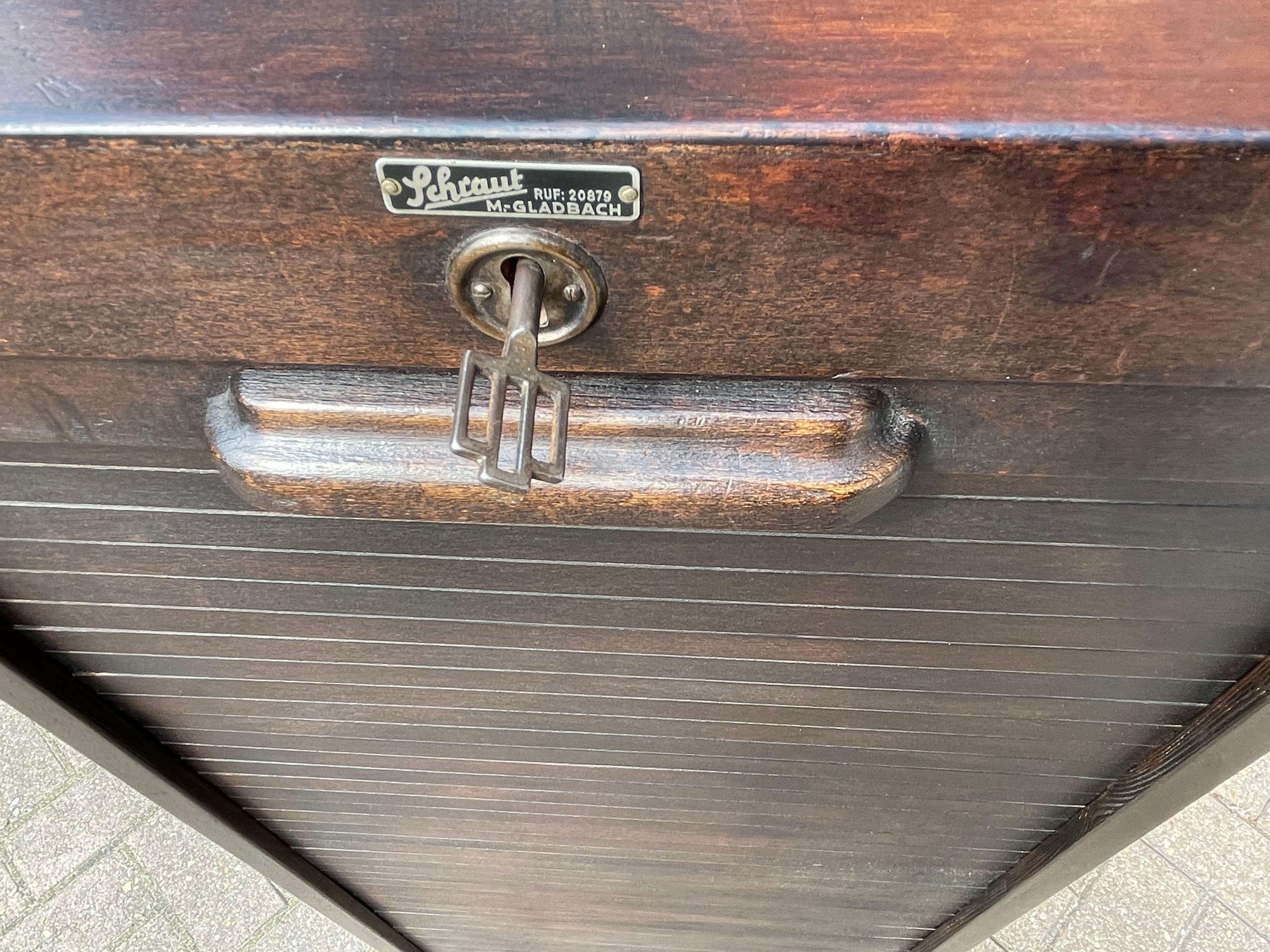 Rare German Art Deco Filing Cabinet w. Perfect Roller Door, Five Drawers & Shelf For Sale 5