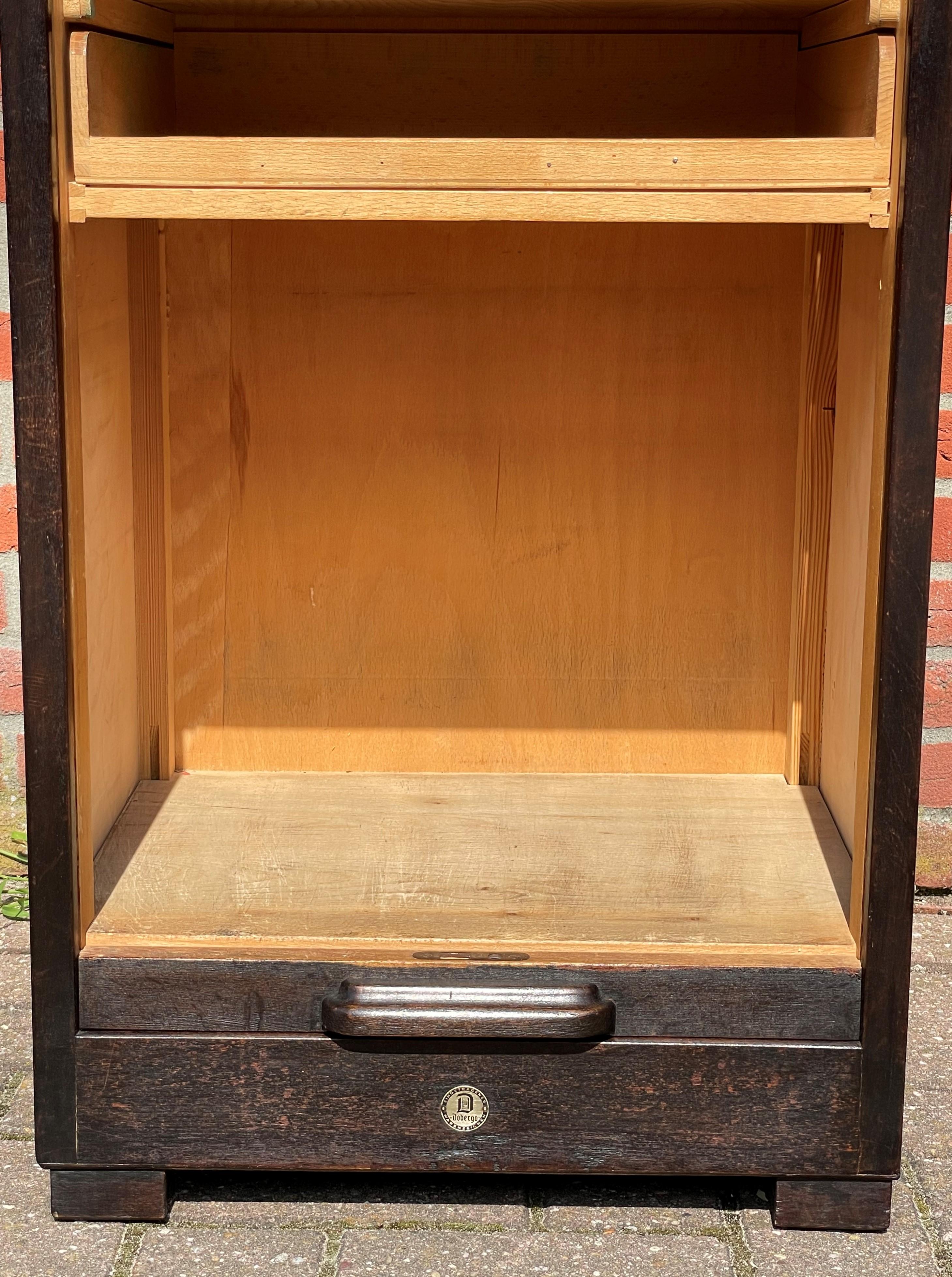 Rare German Art Deco Filing Cabinet w. Perfect Roller Door, Five Drawers & Shelf 10