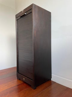 Rare German Art Deco Filing Cabinet w. Perfect Roller Door, Five Drawers & Shelf