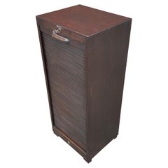 Rare German Art Deco Filing Cabinet w. Perfect Roller Door, Five Drawers & Shelf