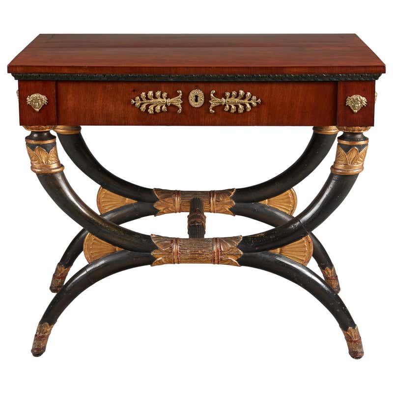 Rare German Early 19th Century Empire Mahogany Center or Console Table ...