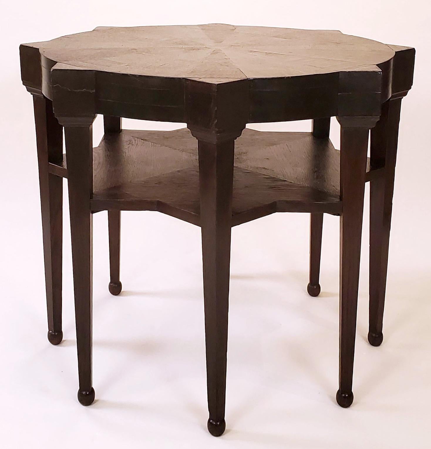 This star-shaped table is a rare example of German Expressionist furniture. It was sold to us as the work of Hans Heinrich Müller, and dates to circa 1920. A Berlin architect and designer, Müller designed electrical power stations for the Städtische