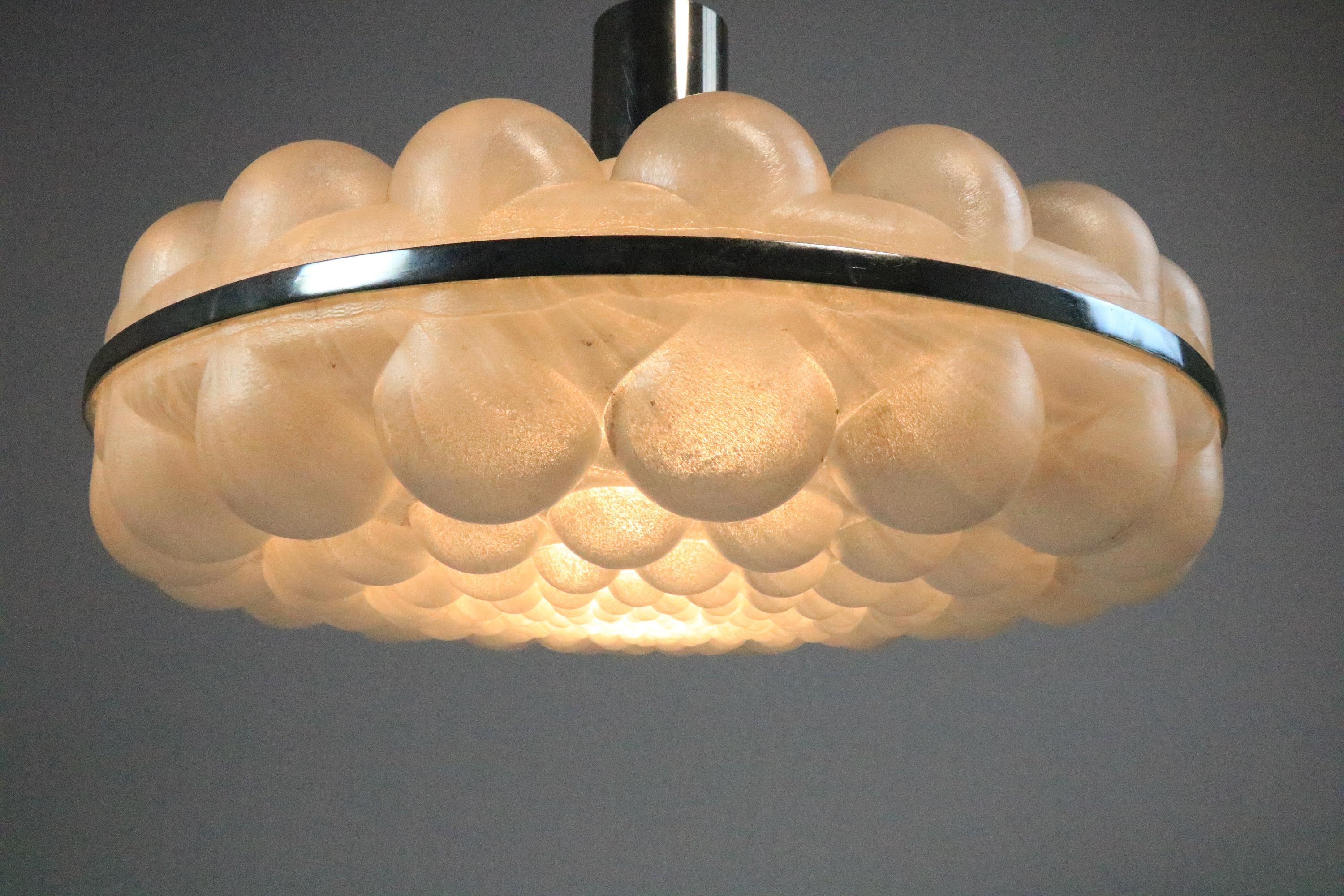 Cromo Rara lampada a sospensione tedesca, design a bolle, anni '70 in vendita