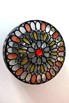 Rare German Iron and Glass Ceiling or Wall Light Flush Mount by Limburg, 1960s