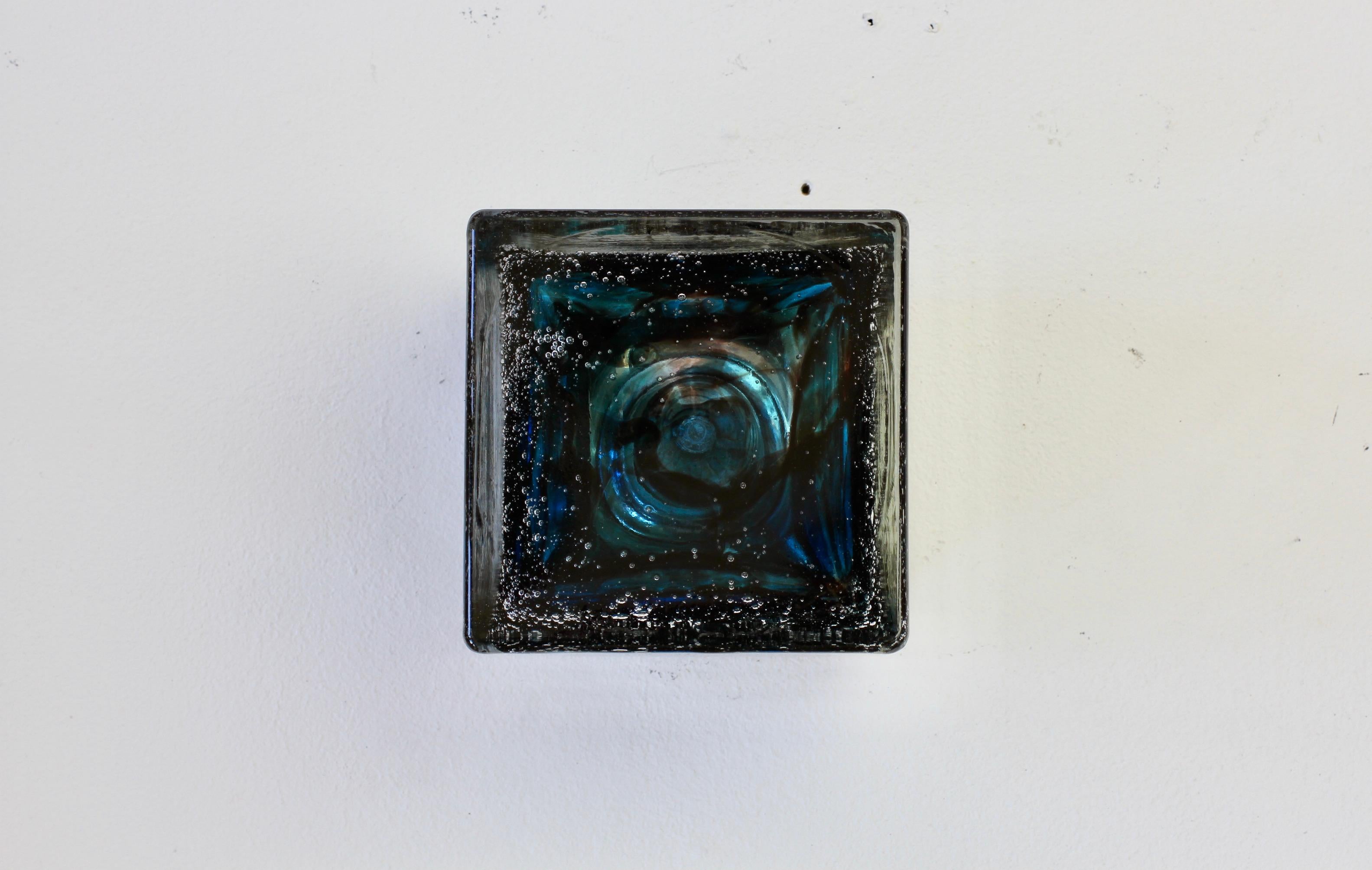 Rare German Mid-Century Blue Bubble 'Efeso' Glass Flush Mount Light, circa 1970 For Sale 11