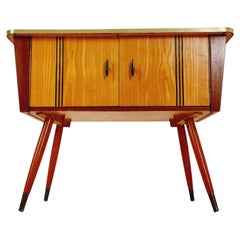 Rare German mid-century small sideboard  With glass Top /side table, 1950s