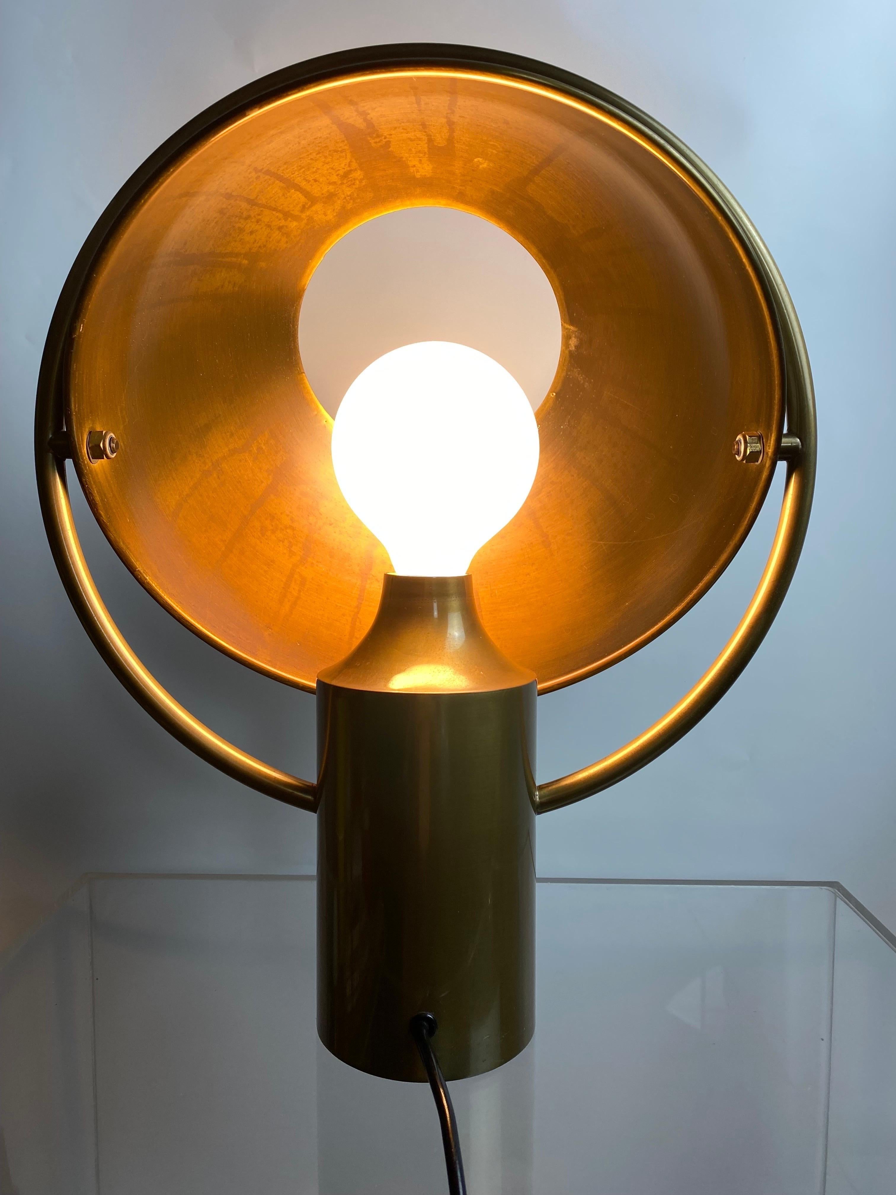 Rare German Midcentury Table Lamp in Solid Brass by Günter&Florian Schulz 1970s For Sale 5
