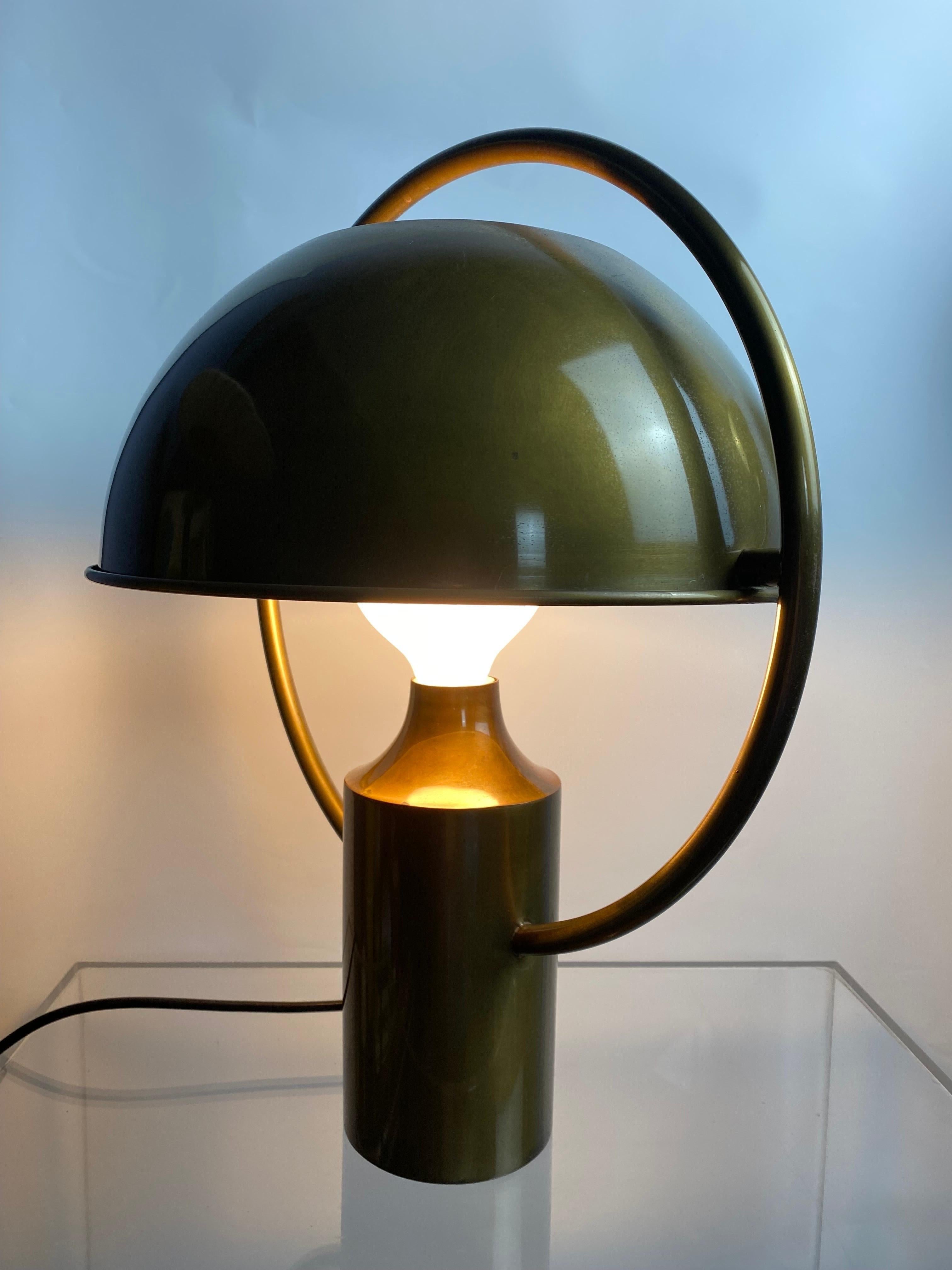 Rare German Midcentury Table Lamp in Solid Brass by Günter&Florian Schulz 1970s For Sale 9