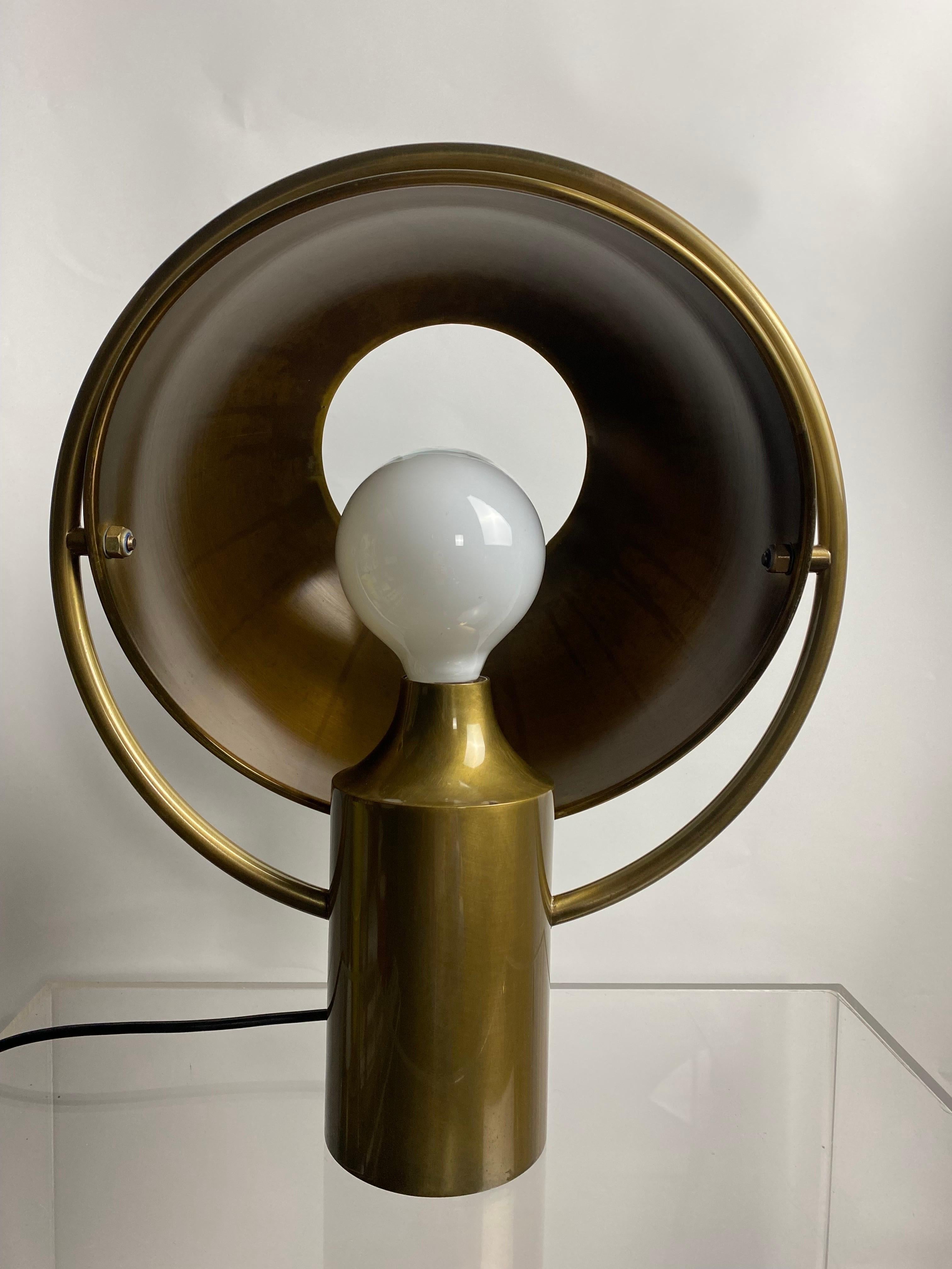 Rare German Midcentury Table Lamp in Solid Brass by Günter&Florian Schulz 1970s For Sale 13
