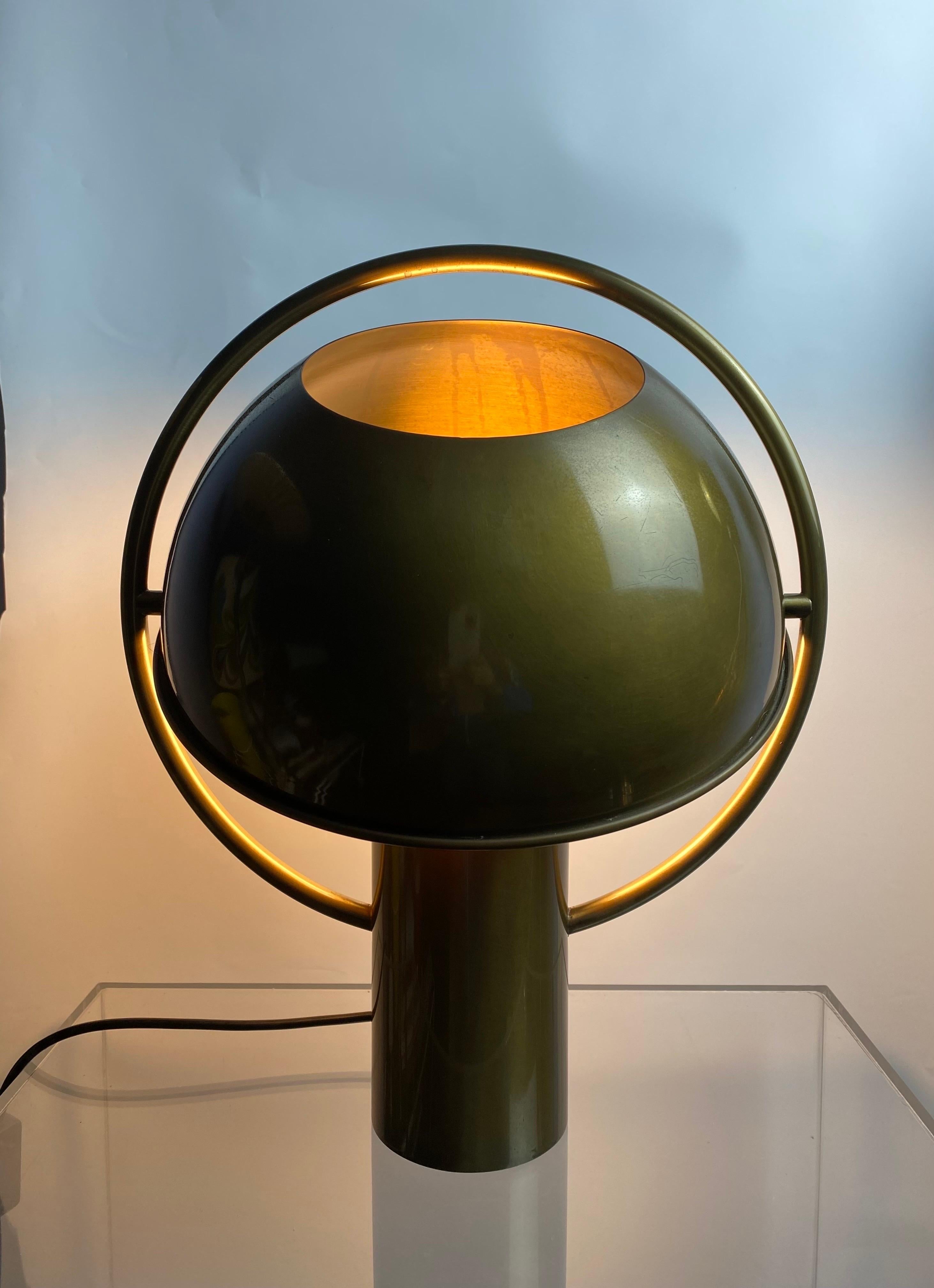 Lacquered Rare German Midcentury Table Lamp in Solid Brass by Günter&Florian Schulz 1970s For Sale