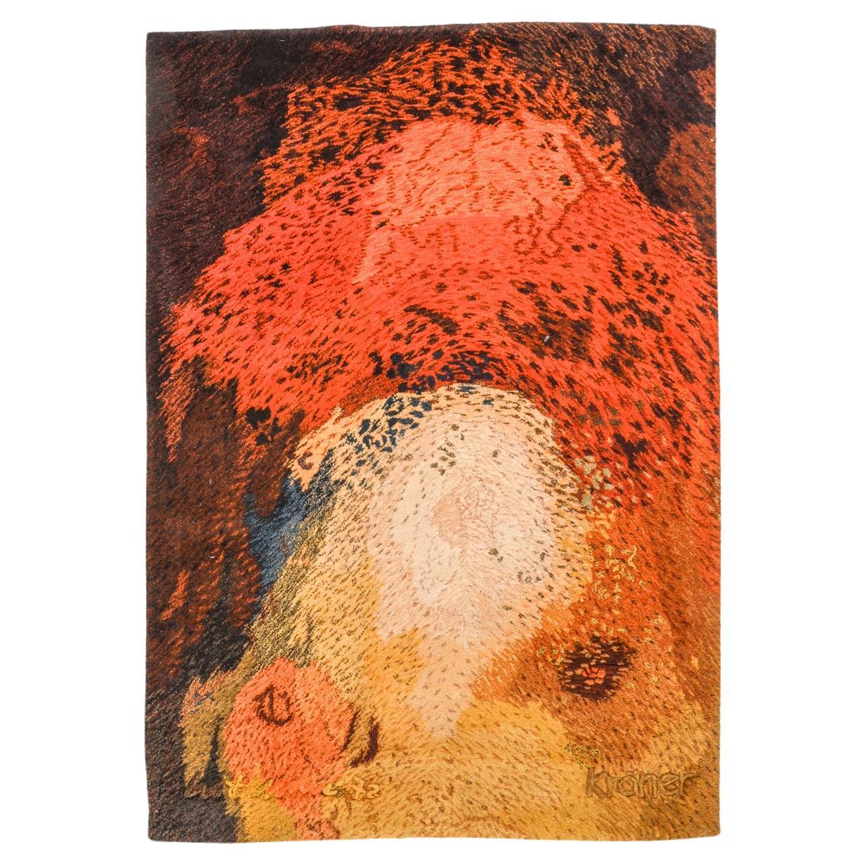 Rare German Modern Abstract Wool Rug or Wall Tapestry by Ewald Kröner, 1972 For Sale