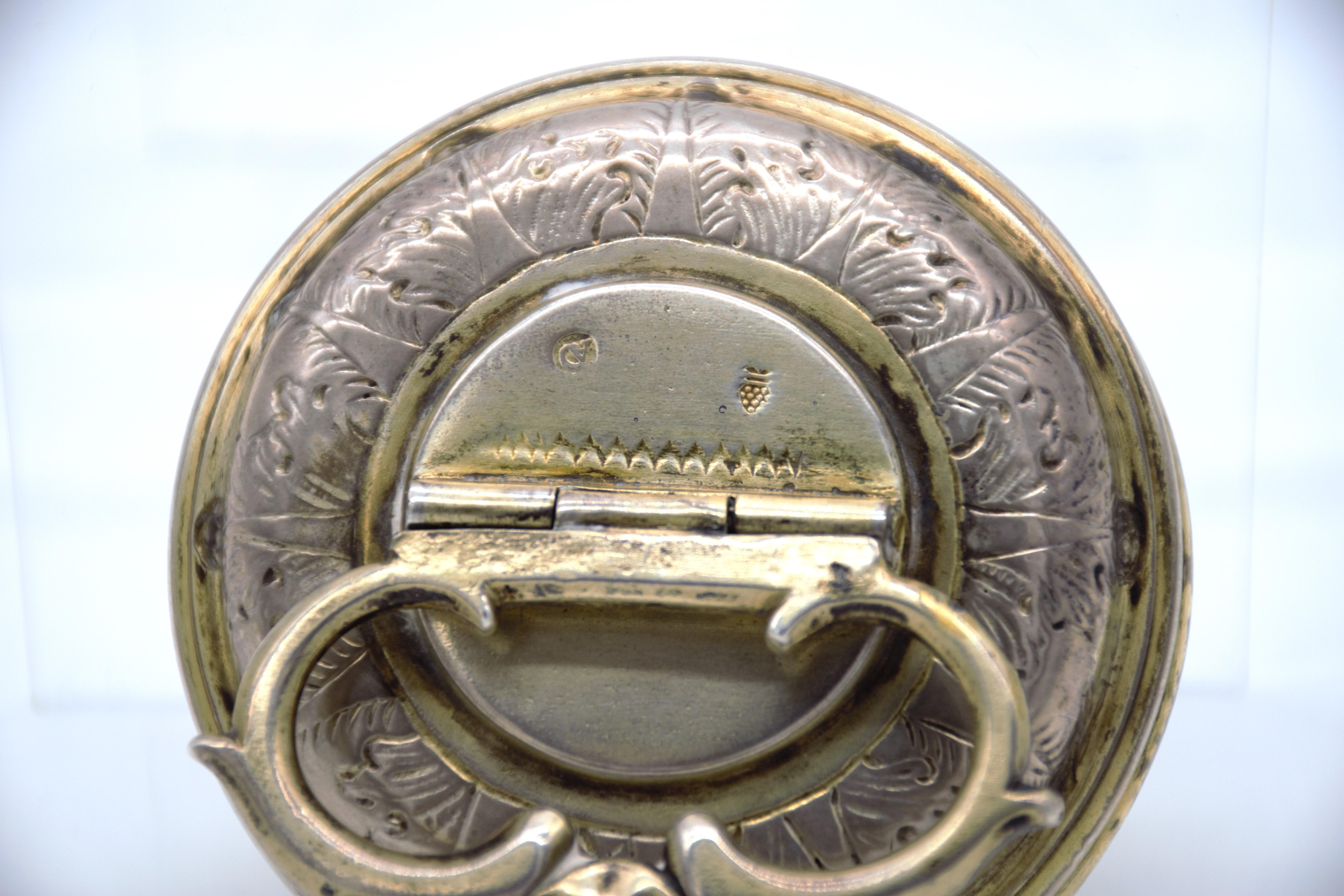 Rare German Parcel-Gilt Silver Canister, Abraham Drentwett i, Augsburg 1649-1666 In Good Condition For Sale In Tel Aviv - Jaffa, IL
