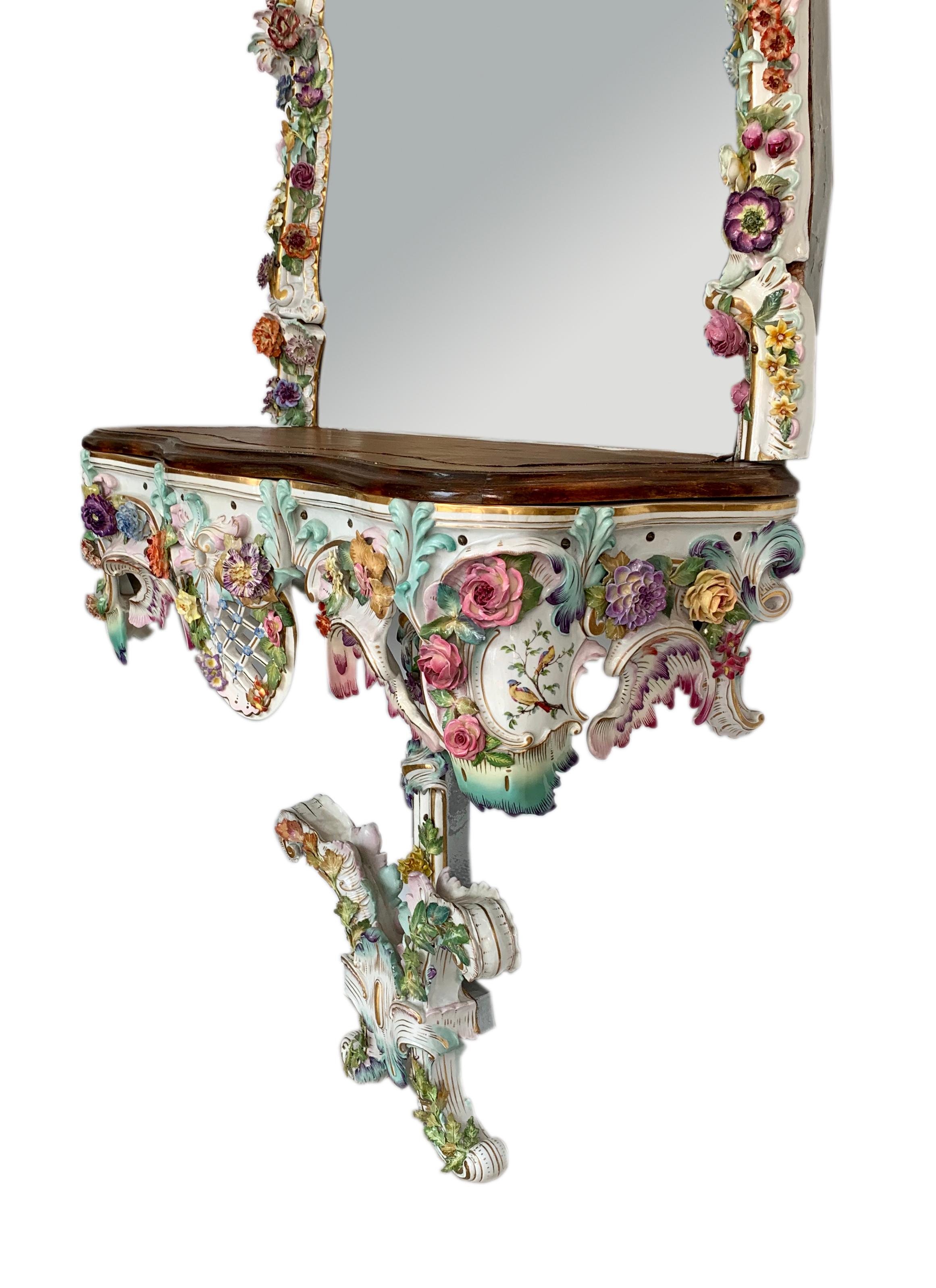 Rare Antique German Porcelain Console and Mirror For Sale 10