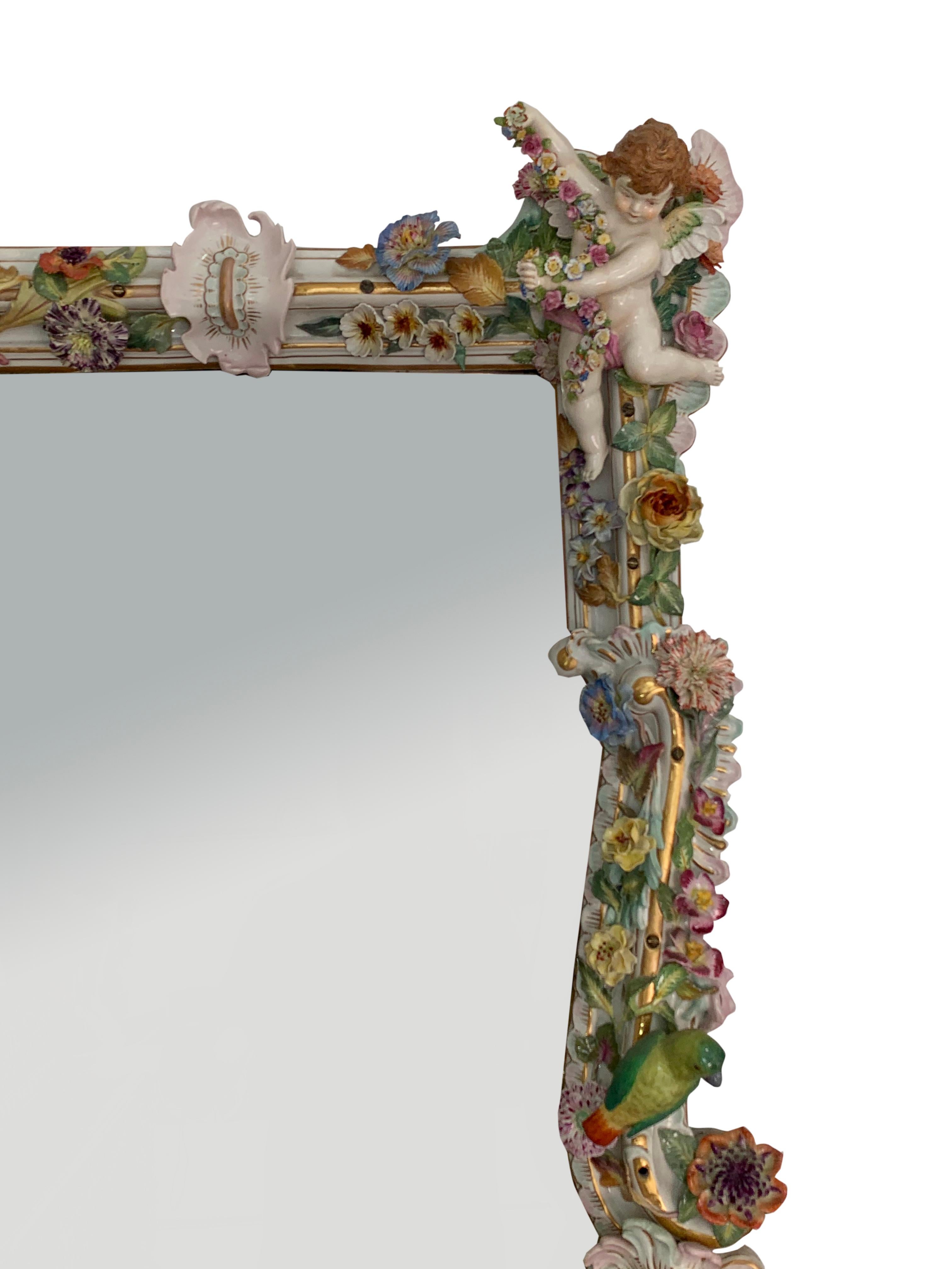 20th Century Rare Antique German Porcelain Console and Mirror For Sale