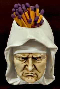 Rare German Porcelain Figural Matchstrike Frowning Nun, Atrib. Schafer & Vater