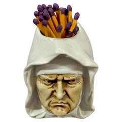 Rare German Porcelain Figural Matchstrike Frowning Nun, Atrib. Schafer & Vater
