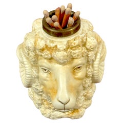 Rare German Porcelain Ram Head Matchstrike, Attributed to Schafer & Vater