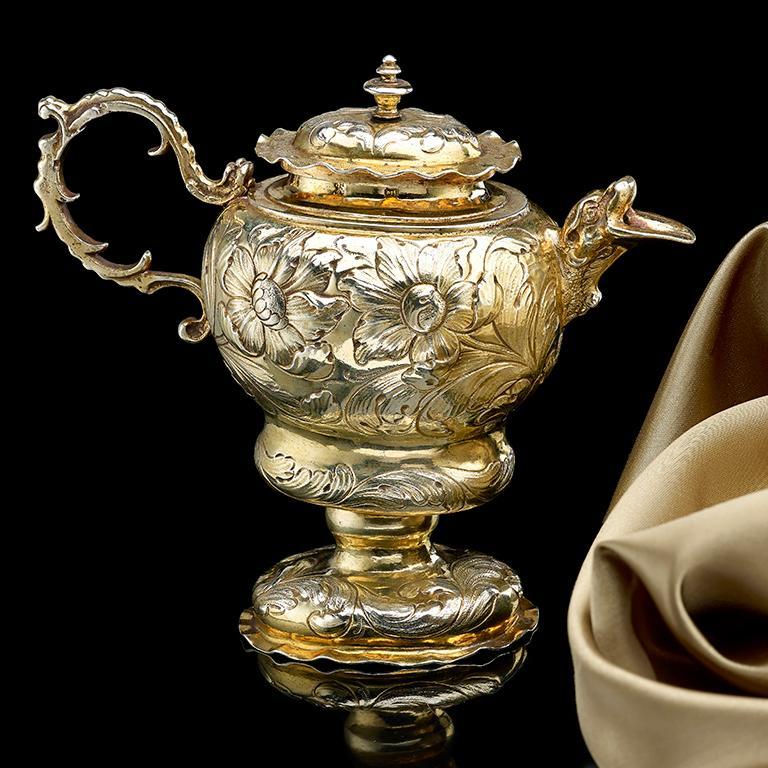 18th Century and Earlier Rare German Silver Gilt Ewer For Sale