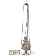 Rare German Silver Incense Burner Lamp, by Wilh. Rauscher, Pope's Court Jeweler