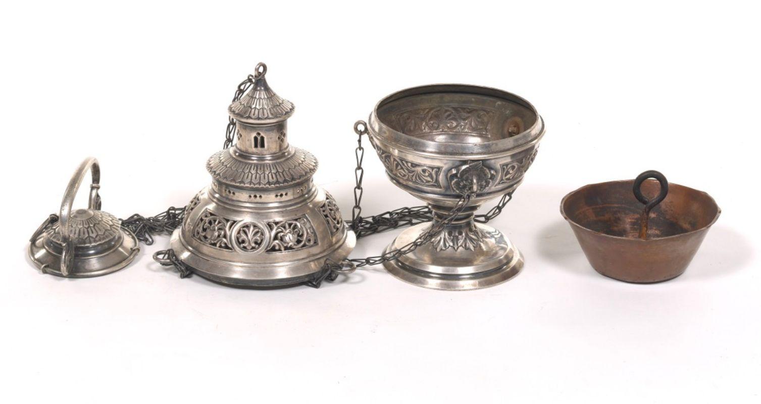 Gothic Rare German Silver Incense Burner Lamp, by Wilh. Rauscher, Pope's Court Jeweler