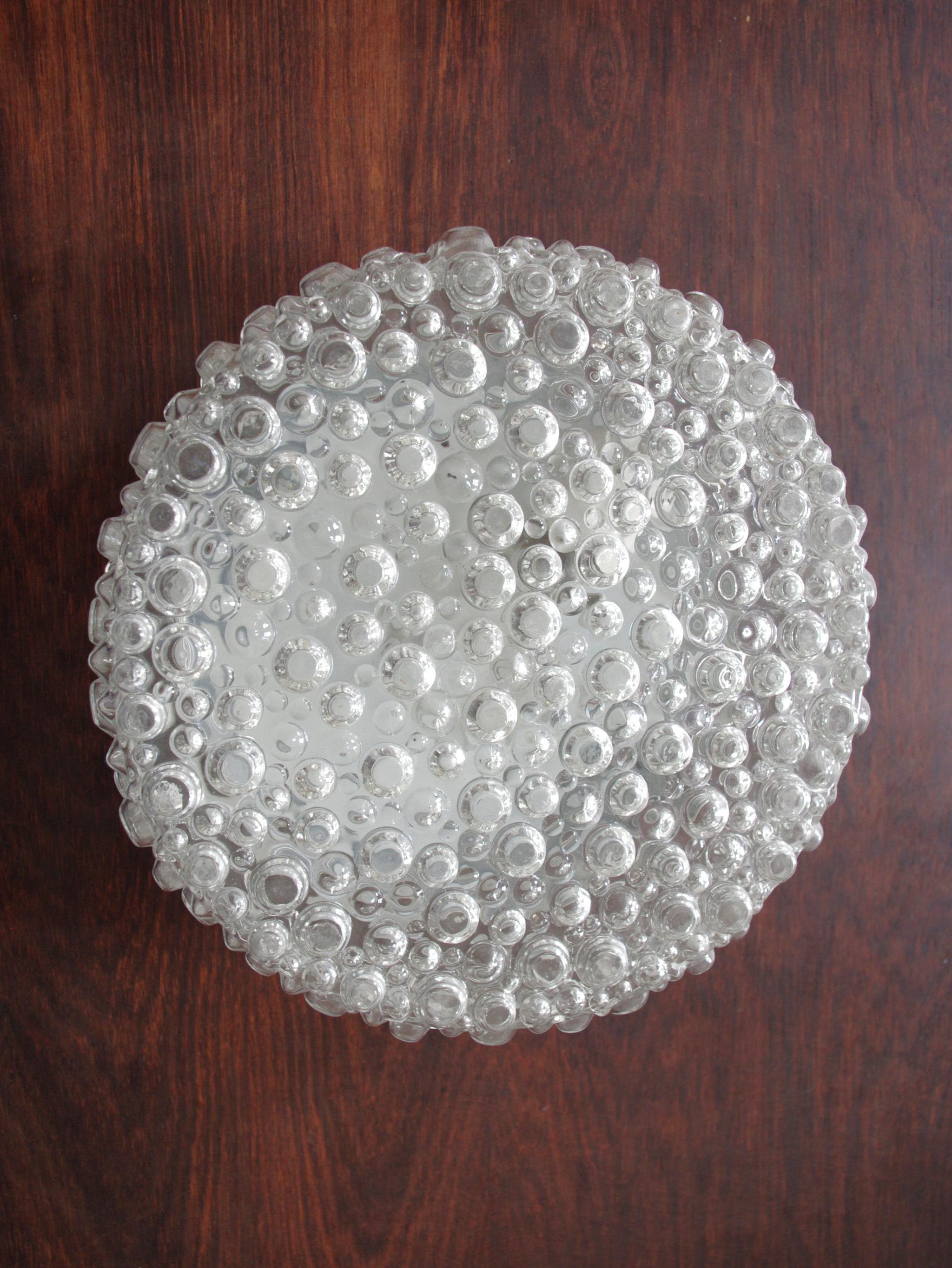 Mid-Century Modern Rare German Vintage Bubble Glass Ceiling or Wall Light Flushmount, 1960s For Sale