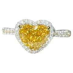 Rare GIA 2.06 Carat Pumpkin Orangey Heart Diamond Engagement / Statement Ring