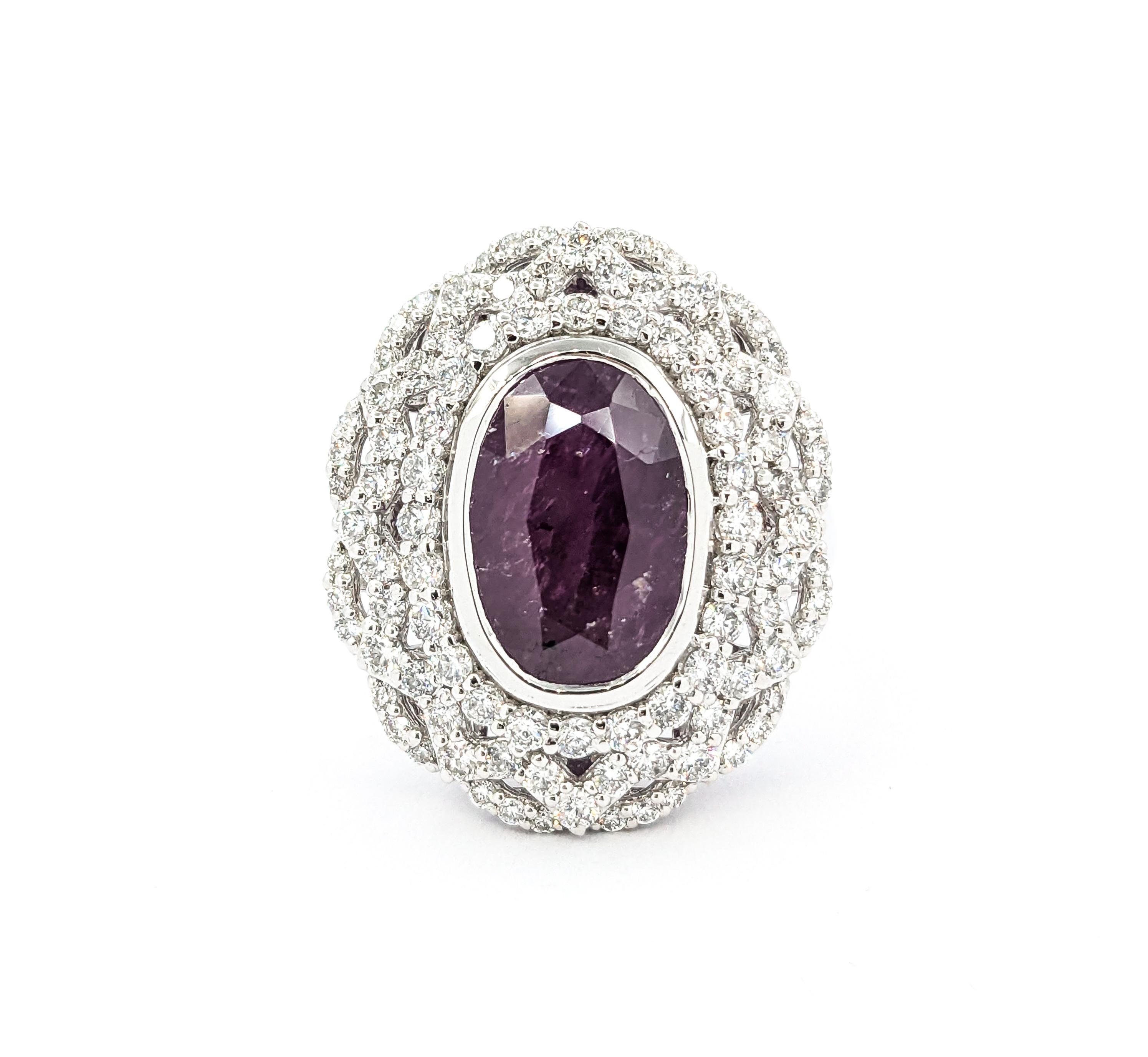 Seltener GIA-zertifizierter Cocktailring aus Platin mit natürlichem 7 Karat Kaschmir-Saphir und Diamant 6