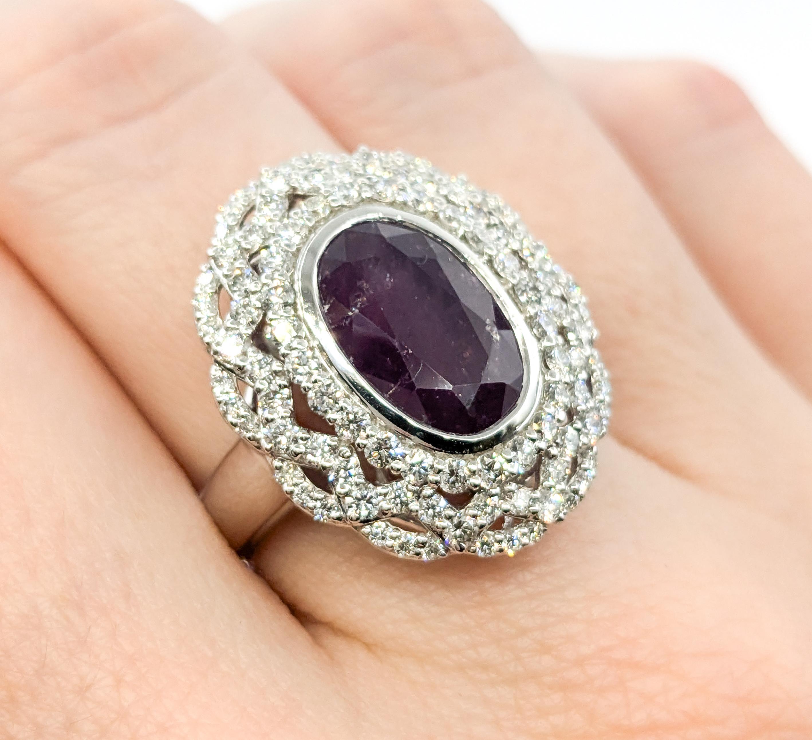 Seltener GIA-zertifizierter Cocktailring aus Platin mit natürlichem 7 Karat Kaschmir-Saphir und Diamant Damen