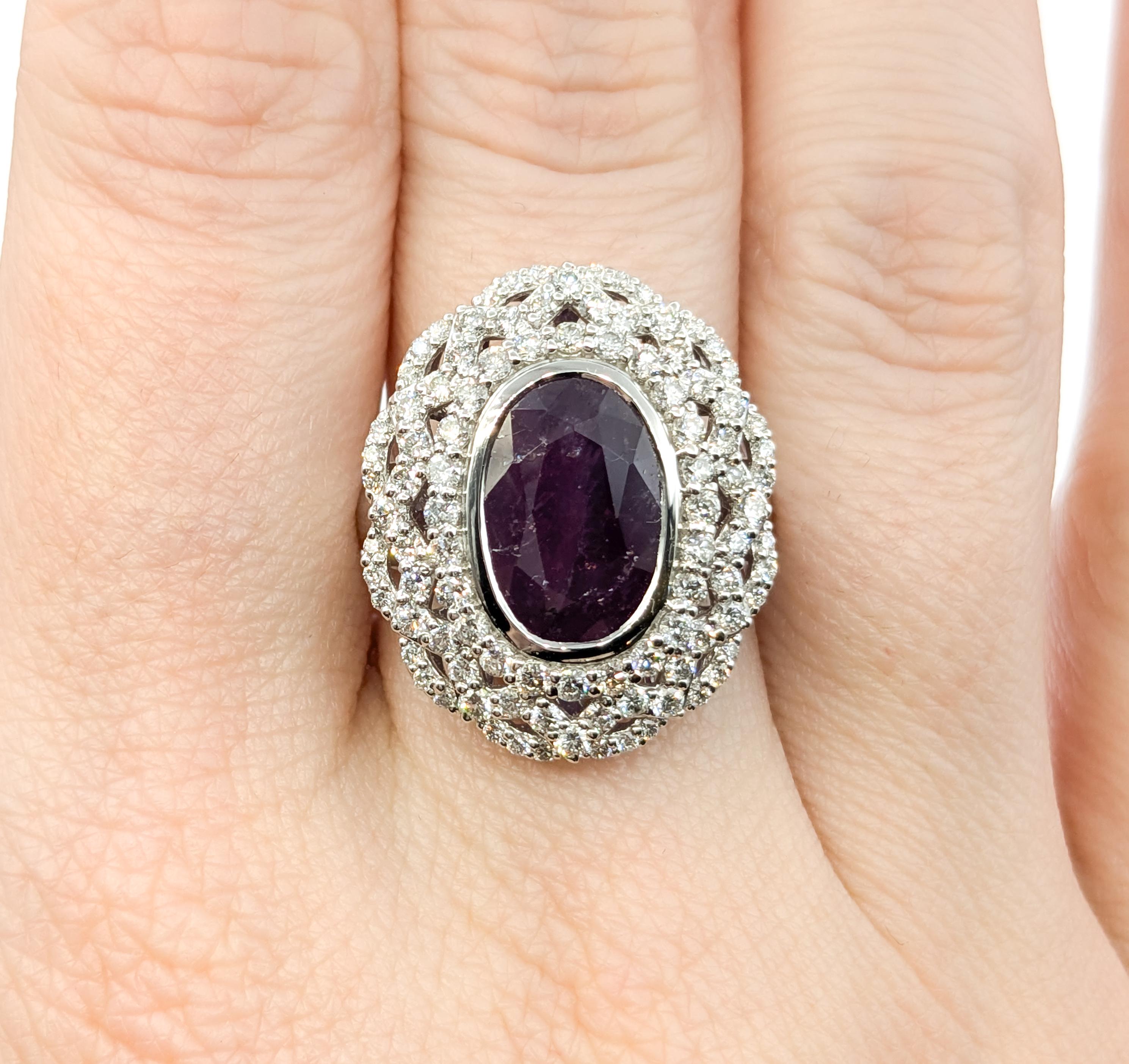 Seltener GIA-zertifizierter Cocktailring aus Platin mit natürlichem 7 Karat Kaschmir-Saphir und Diamant 1