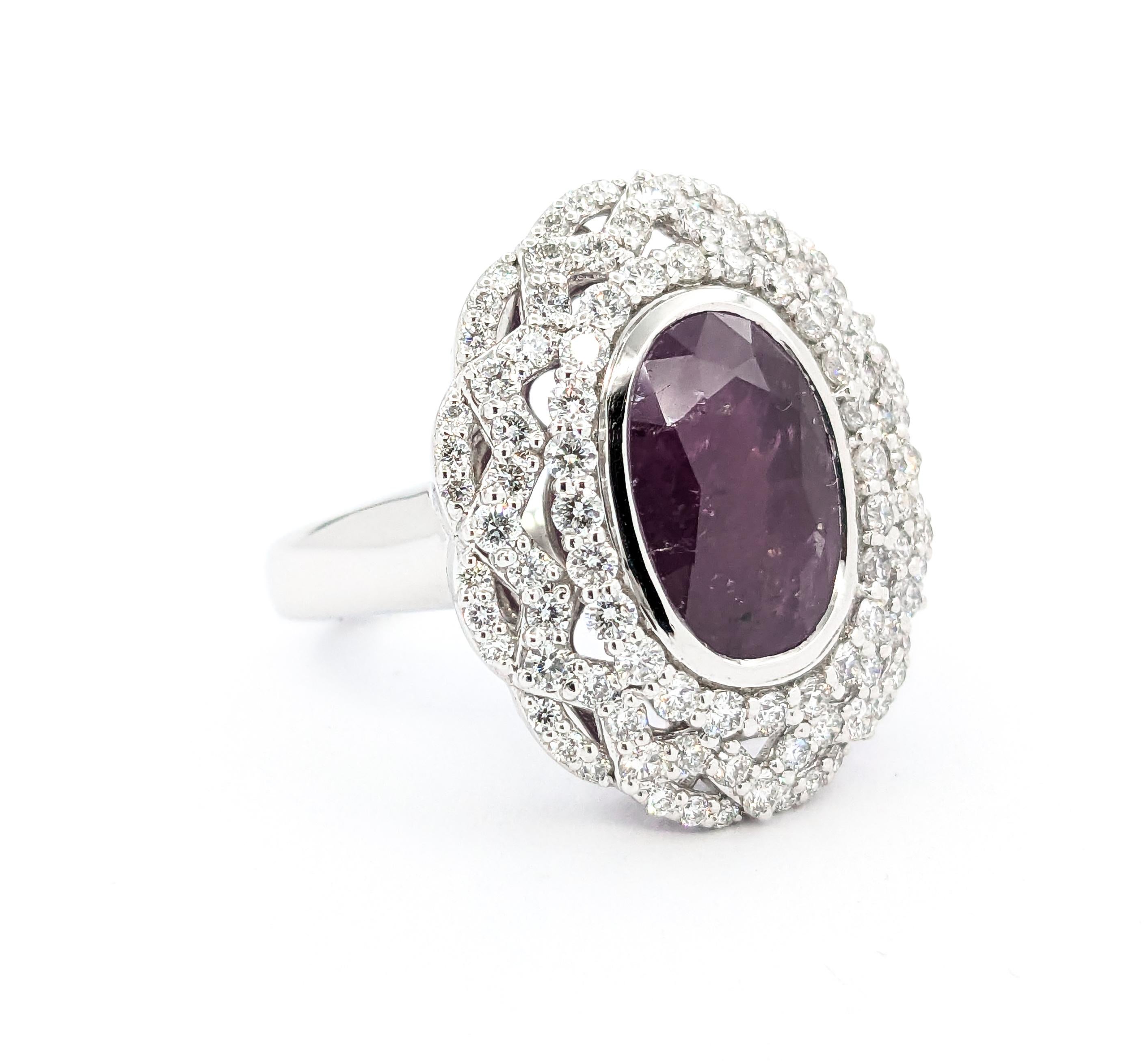 Seltener GIA-zertifizierter Cocktailring aus Platin mit natürlichem 7 Karat Kaschmir-Saphir und Diamant 2