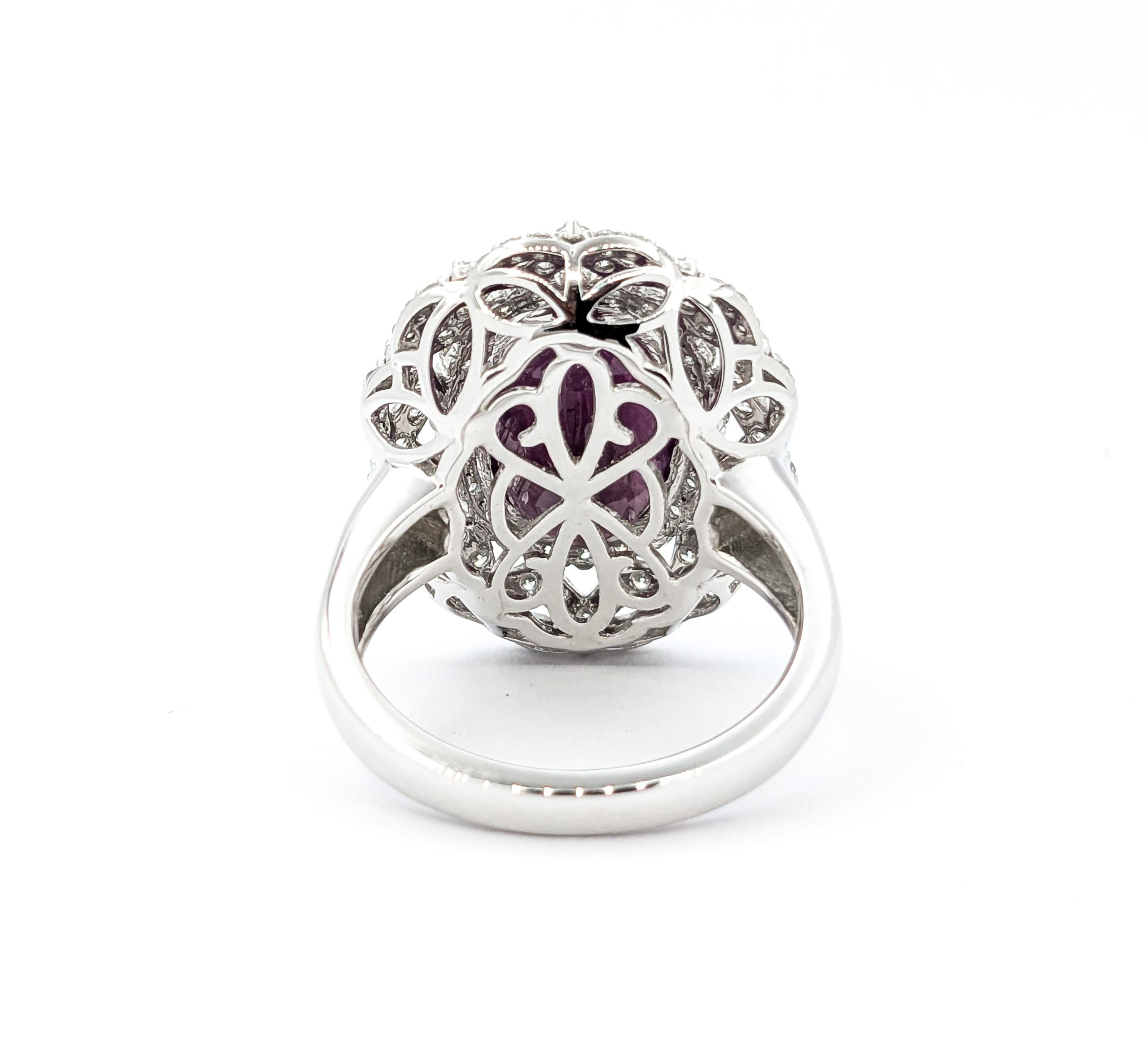 Seltener GIA-zertifizierter Cocktailring aus Platin mit natürlichem 7 Karat Kaschmir-Saphir und Diamant 3