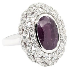 Rare GIA Cert Natural 7ct Kashmir Sapphire & Diamond Cocktail Ring in Platinum