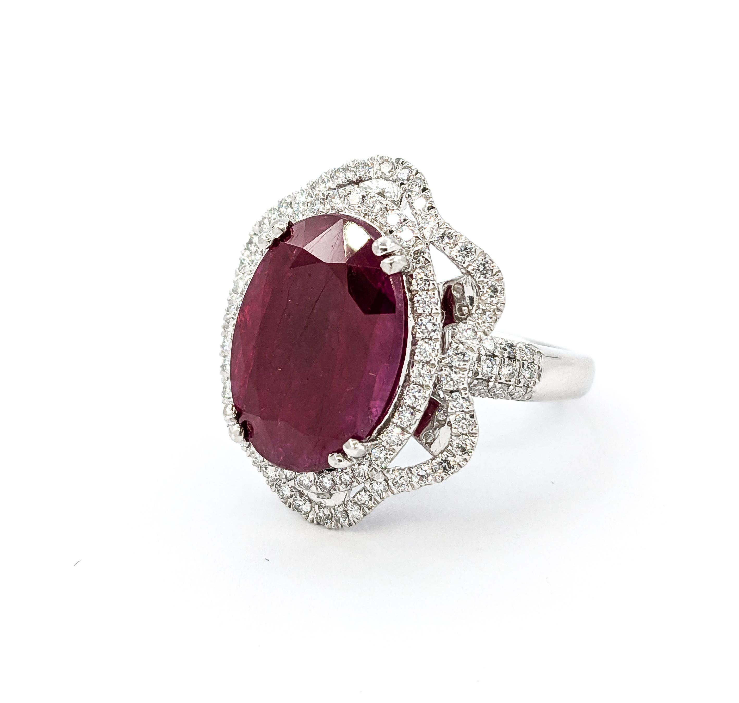 Seltener GIA-zertifizierter 10 Karat natürlicher unerhitzter burmesischer Rubin & Diamantring aus Platin 6
