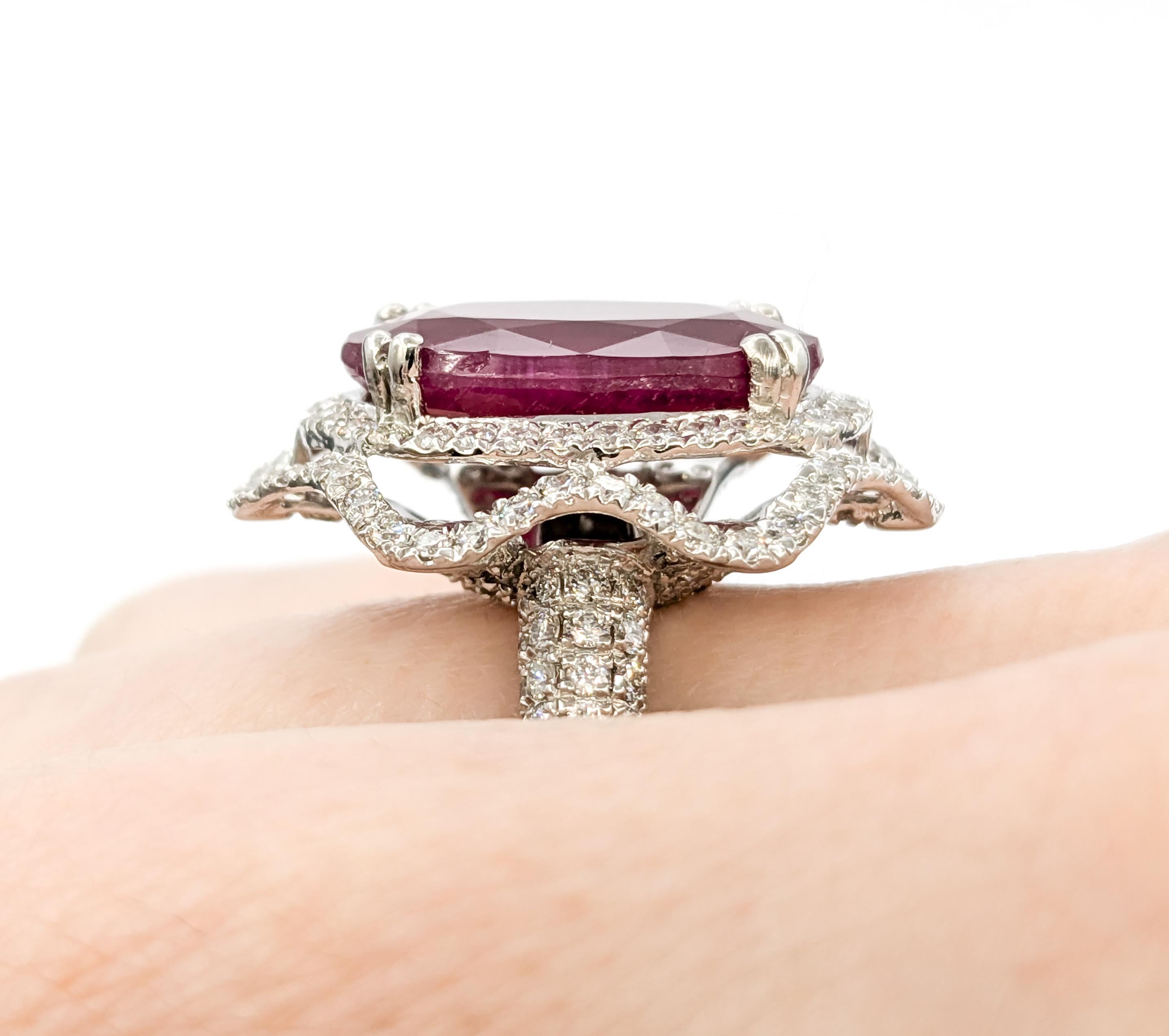 Seltener GIA-zertifizierter 10 Karat natürlicher unerhitzter burmesischer Rubin & Diamantring aus Platin (Ovalschliff)