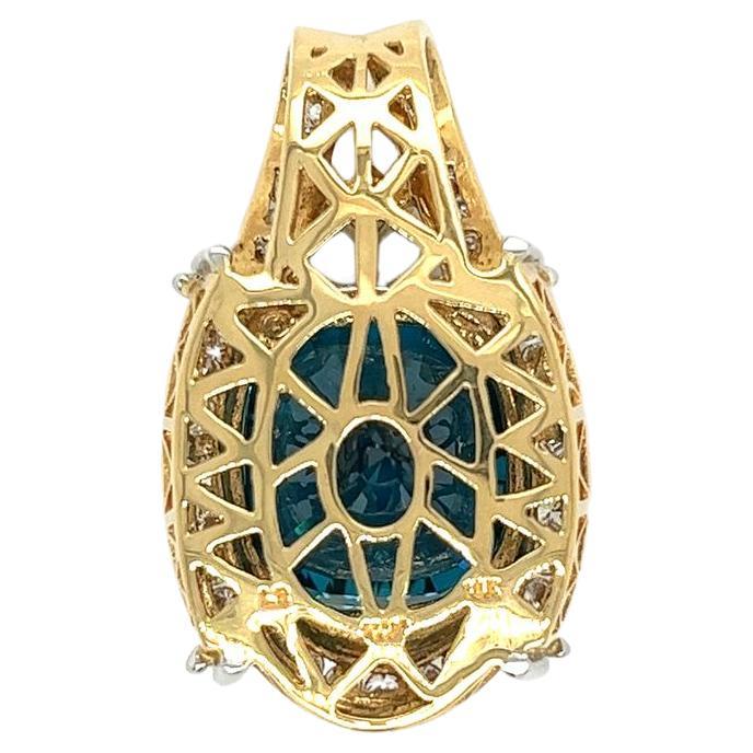 Cushion Cut Rare GIA Certified 50 Carat Greenish Blue Zircon Pendant In 18K and Platinum For Sale