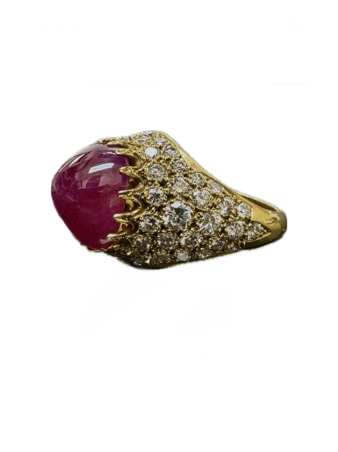 Rare GIA Certified 7.91 No Heat Afghanistan Ruby 18K Pave Diamond Ring In New Condition For Sale In Los Angeles, CA
