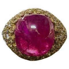 Rare GIA Certified 7.91 No Heat Afghanistan Ruby 18K Pave Diamond Ring