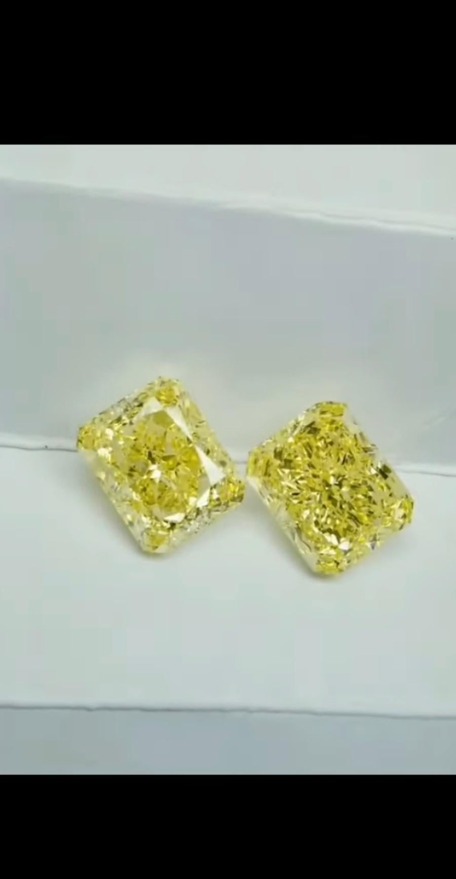 Exceptional two GIA certified loose natural  fancy yellow diamonds 
 ct 5,01 fancy yellow color, VVS1 clarity, and ct 5,07 fancy yellow color , VS1 clarity.
Complete with GIA certificates.

Special discount price - 60% of retail price.

