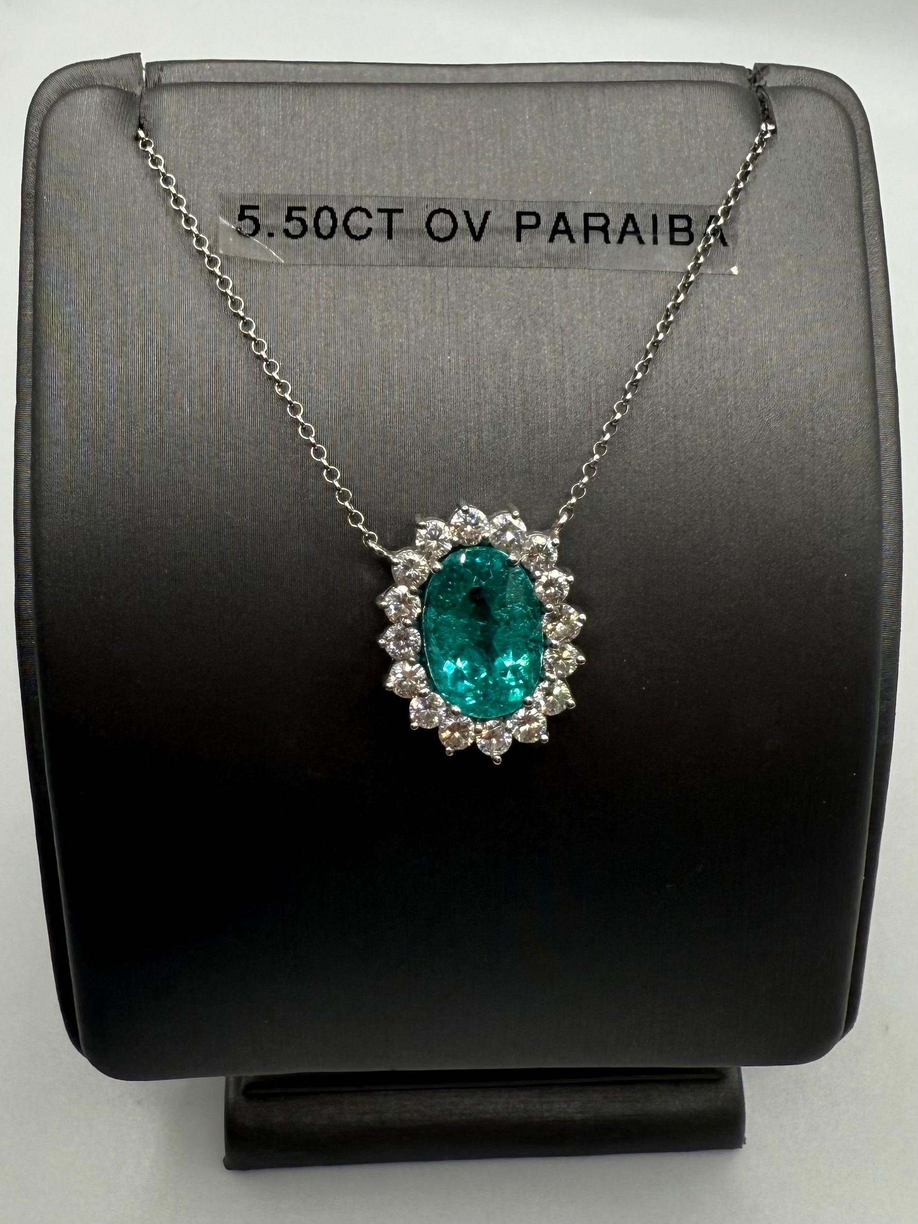 Seltene GIA-zertifizierte Paraiba-Halskette in  18KT Gold (Ovalschliff) im Angebot