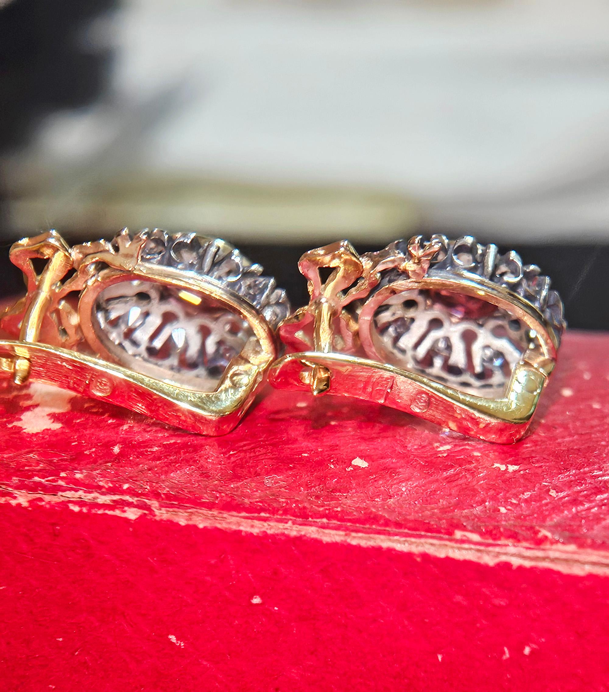 Raros pendientes de gota de oro rosa de 14 quilates con diamante espinela roja GIA IMPERIAL RUSSIAN Faberge en venta 4