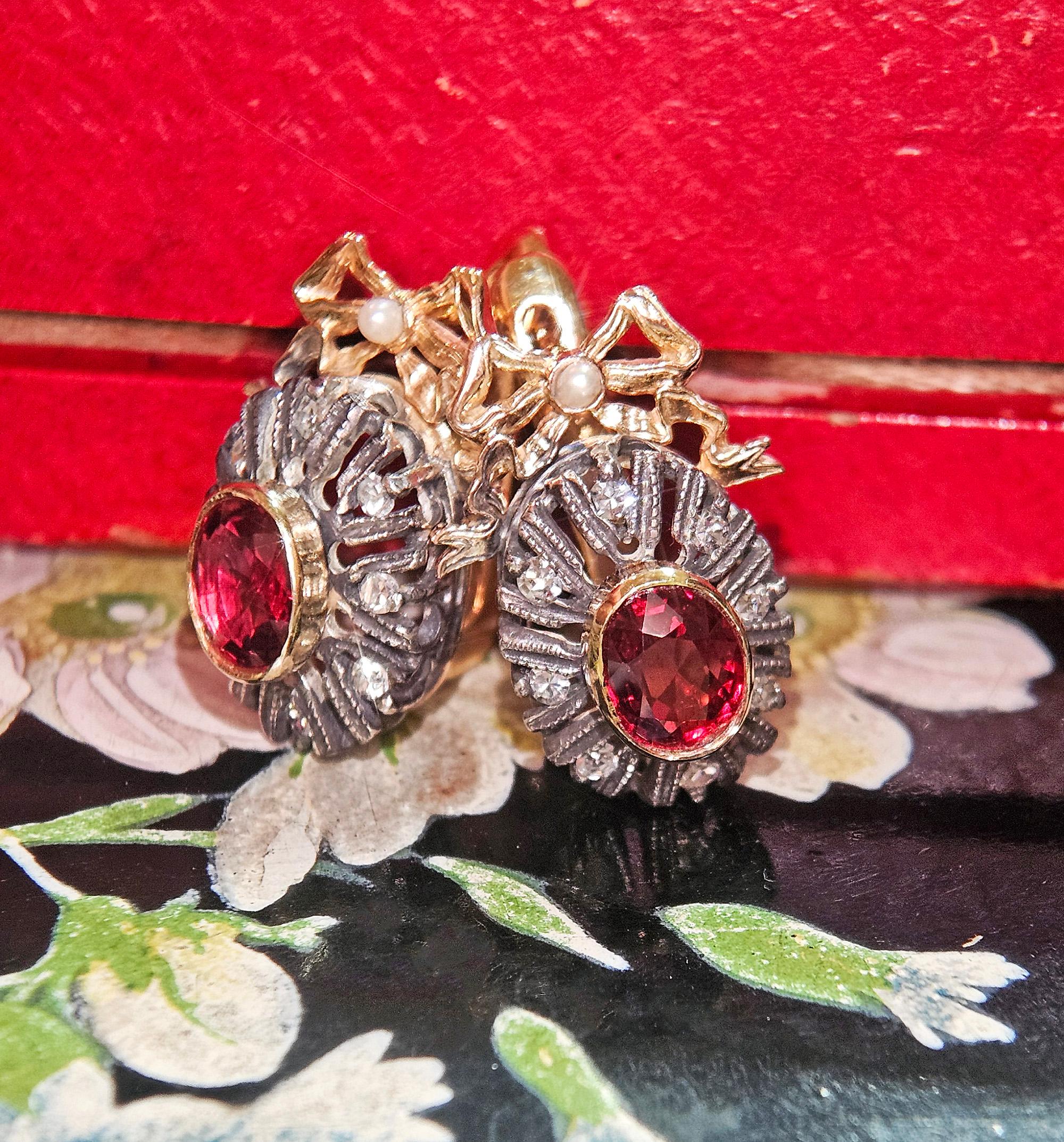Raros pendientes de gota de oro rosa de 14 quilates con diamante espinela roja GIA IMPERIAL RUSSIAN Faberge en venta 5