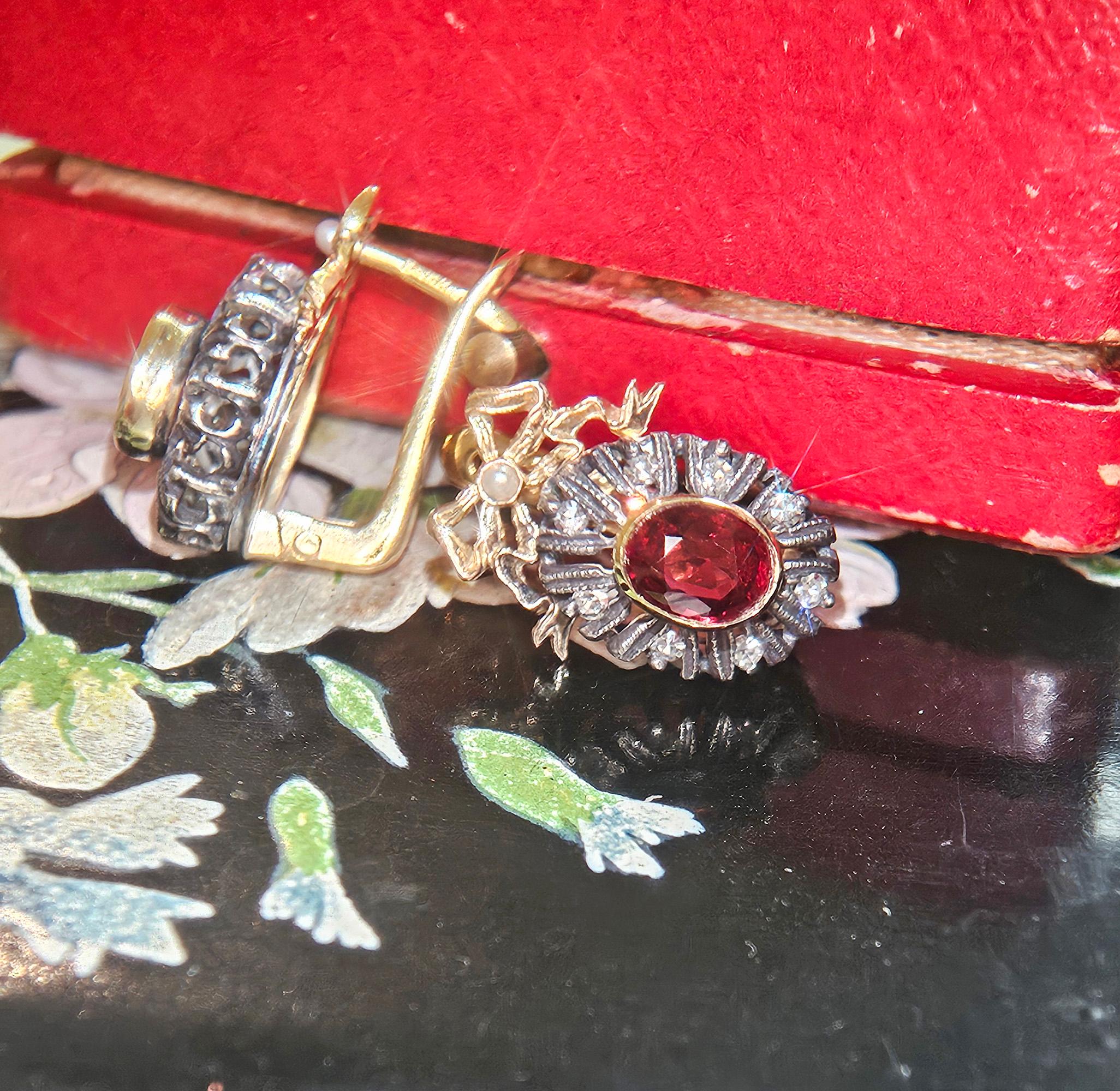 Raros pendientes de gota de oro rosa de 14 quilates con diamante espinela roja GIA IMPERIAL RUSSIAN Faberge en venta 6