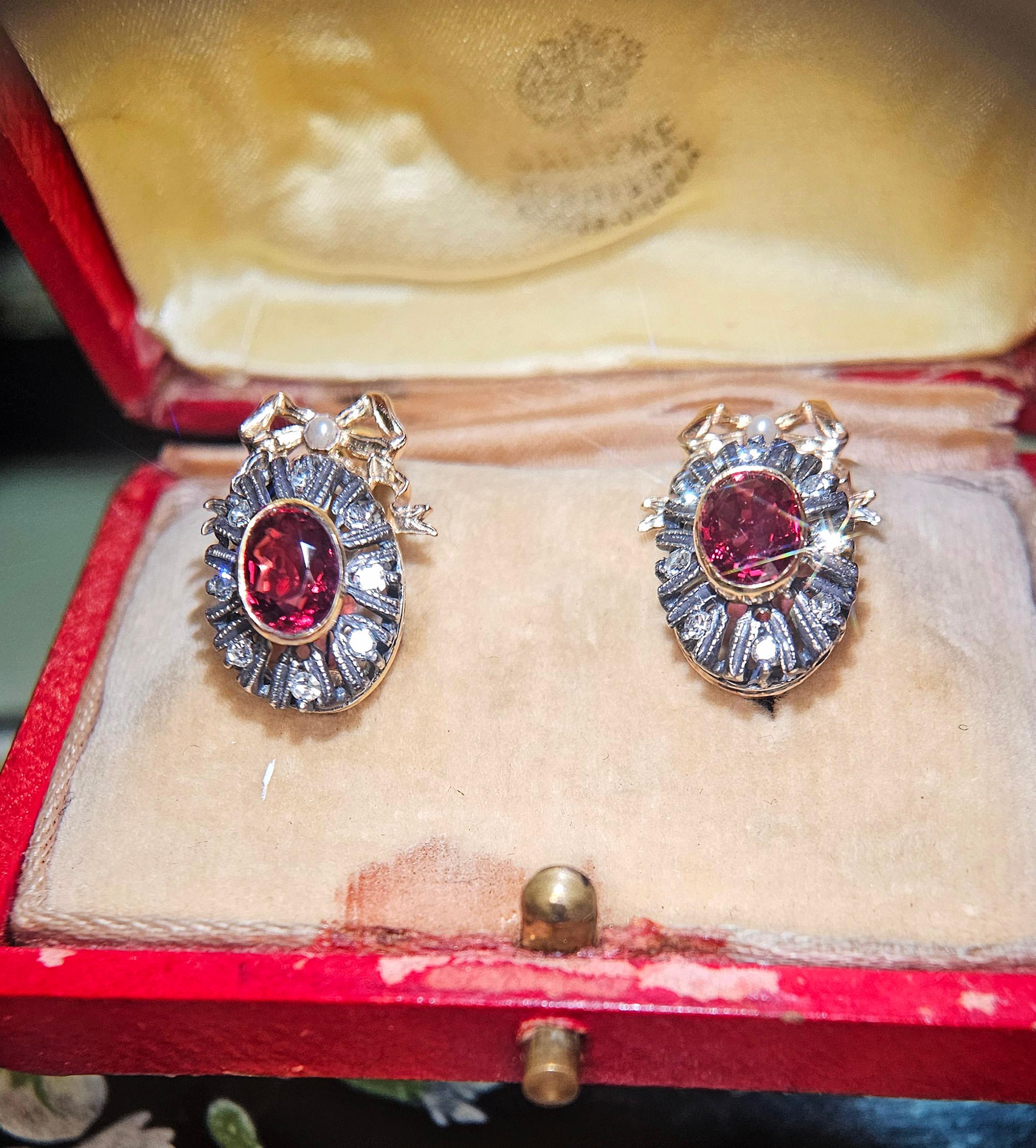 Raros pendientes de gota de oro rosa de 14 quilates con diamante espinela roja GIA IMPERIAL RUSSIAN Faberge en venta 7