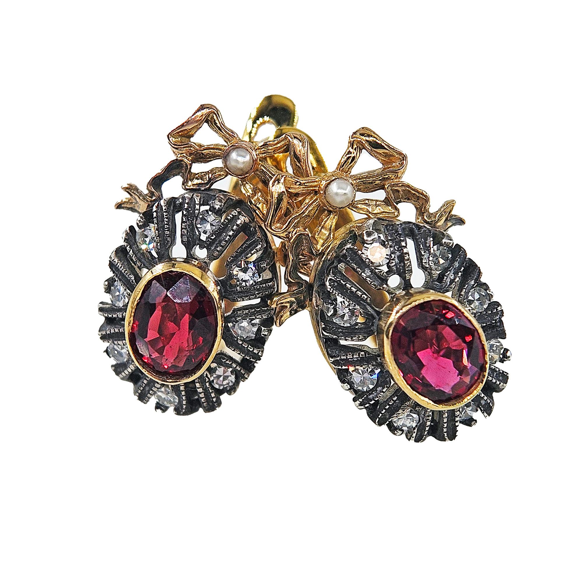 Raros pendientes de gota de oro rosa de 14 quilates con diamante espinela roja GIA IMPERIAL RUSSIAN Faberge en venta 11