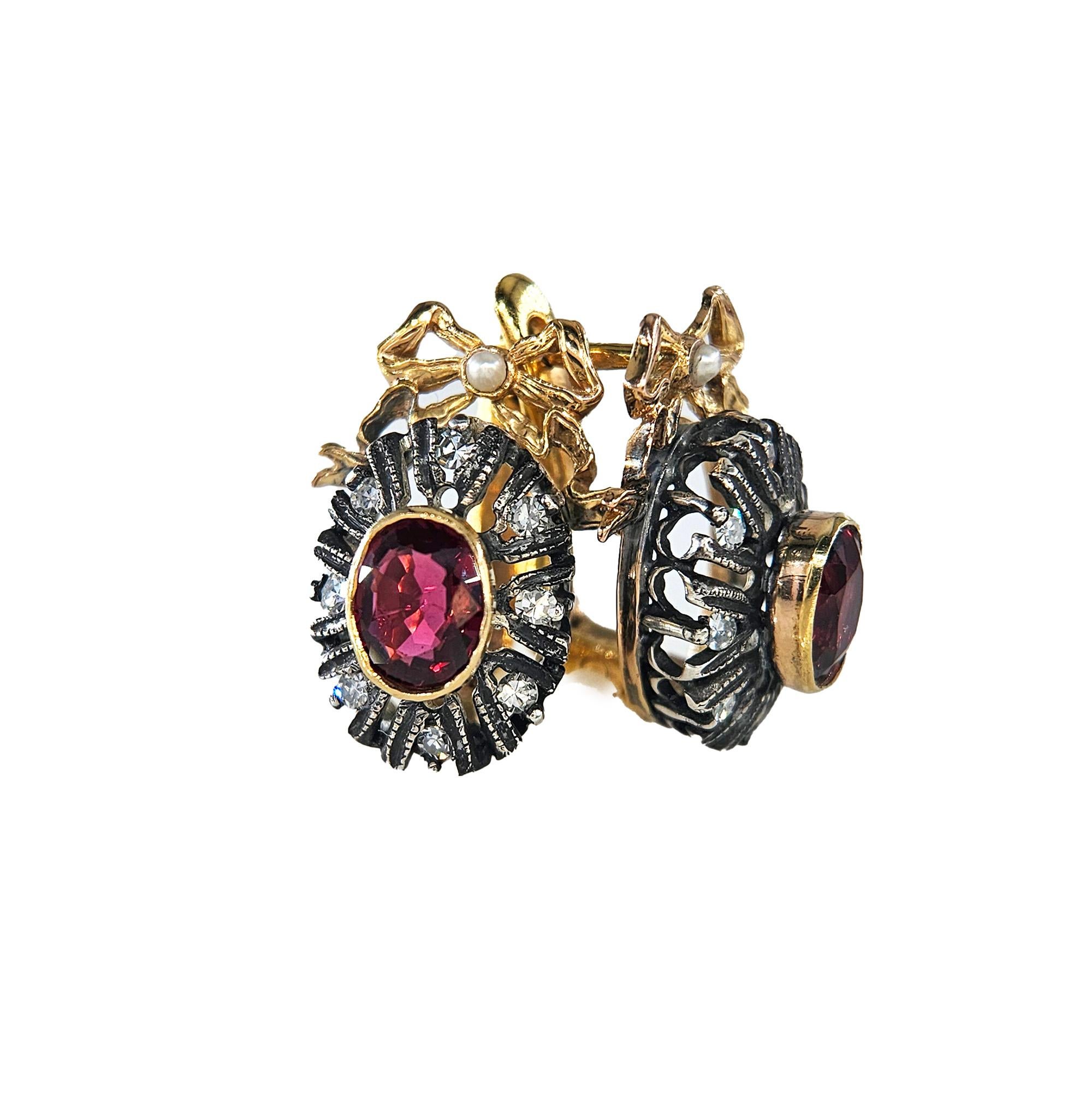 Raros pendientes de gota de oro rosa de 14 quilates con diamante espinela roja GIA IMPERIAL RUSSIAN Faberge en venta 13