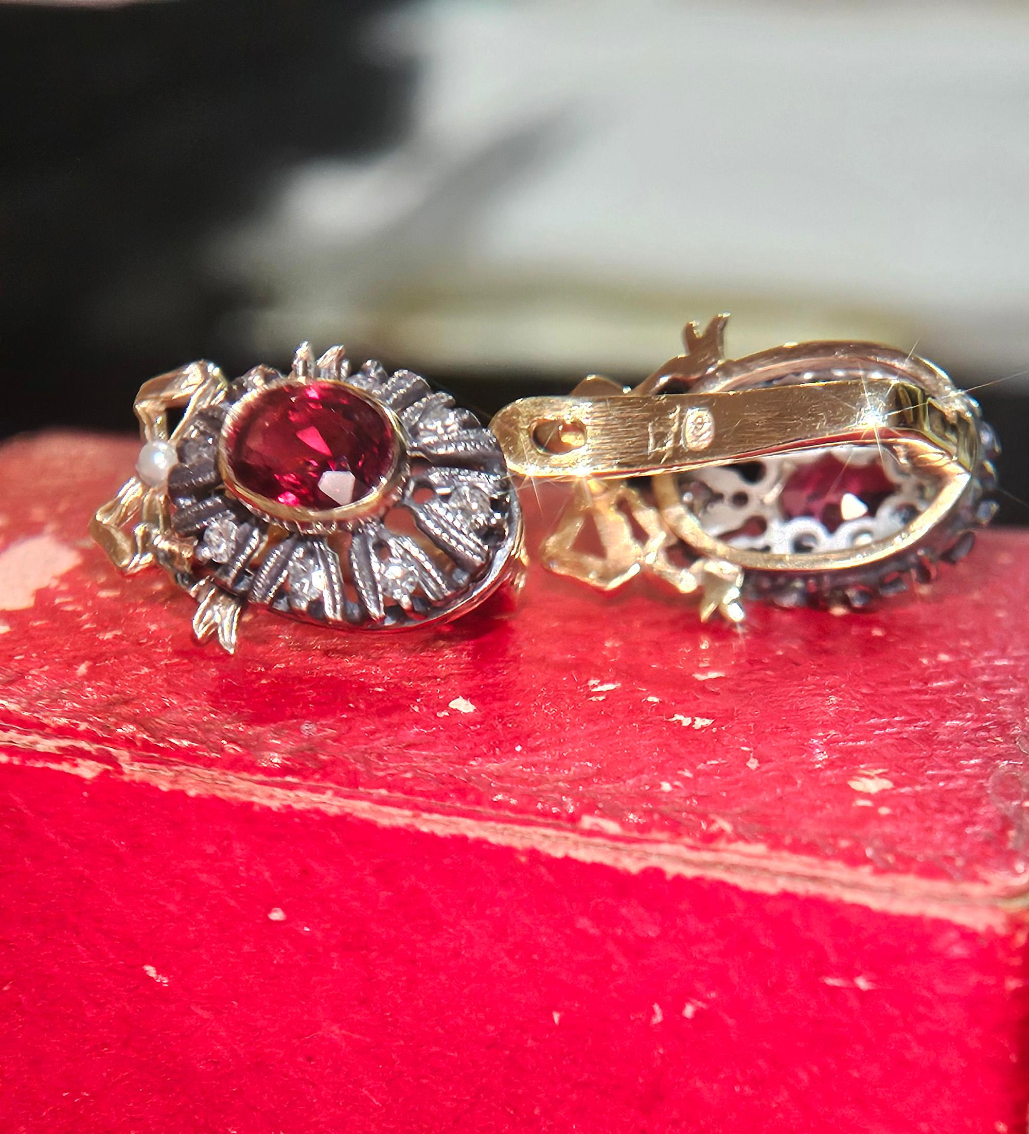 Raros pendientes de gota de oro rosa de 14 quilates con diamante espinela roja GIA IMPERIAL RUSSIAN Faberge en venta 3