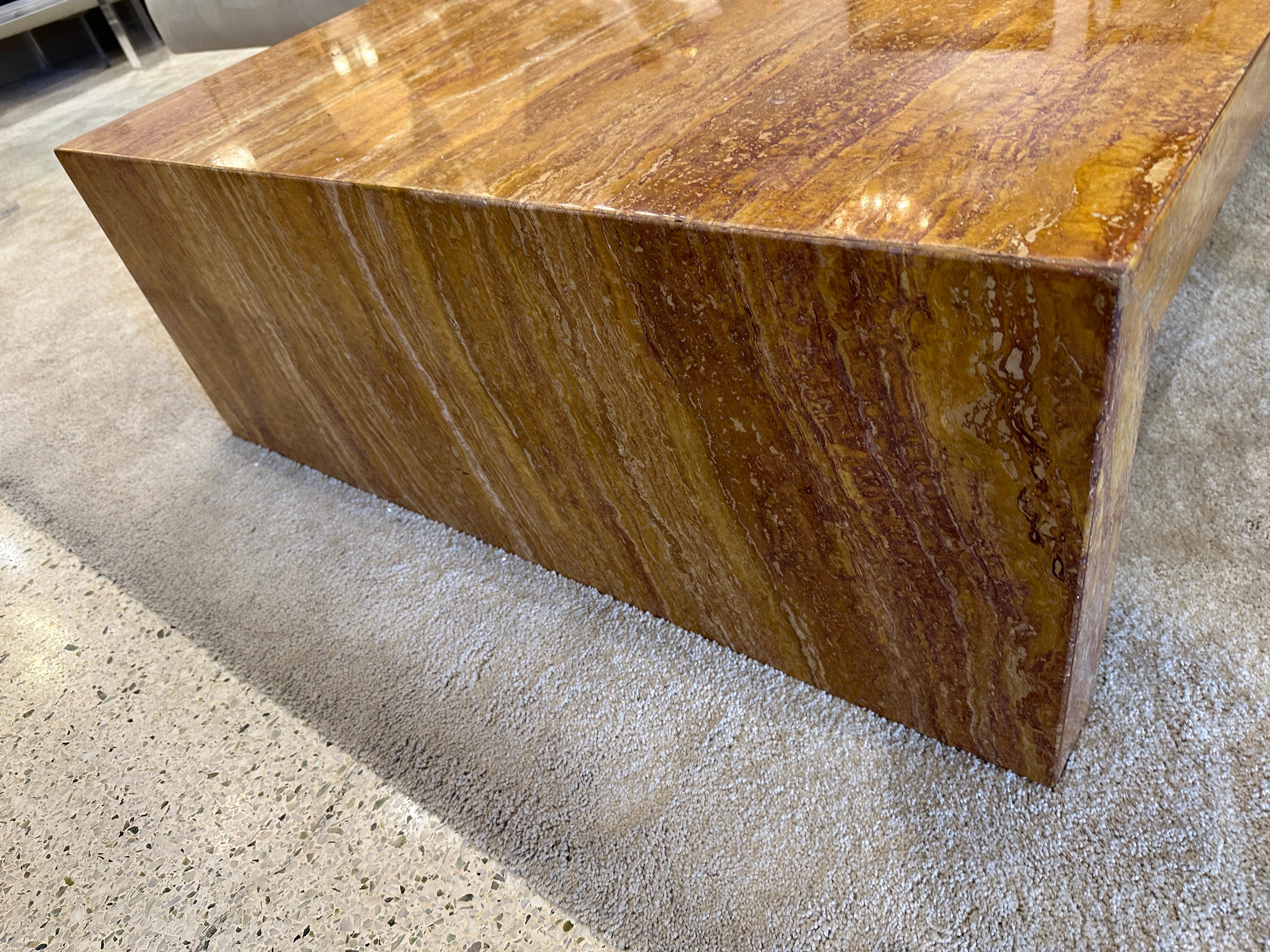 Late 20th Century Rare Giallo Siena Marble Waterfall Style Coffee Table For Sale